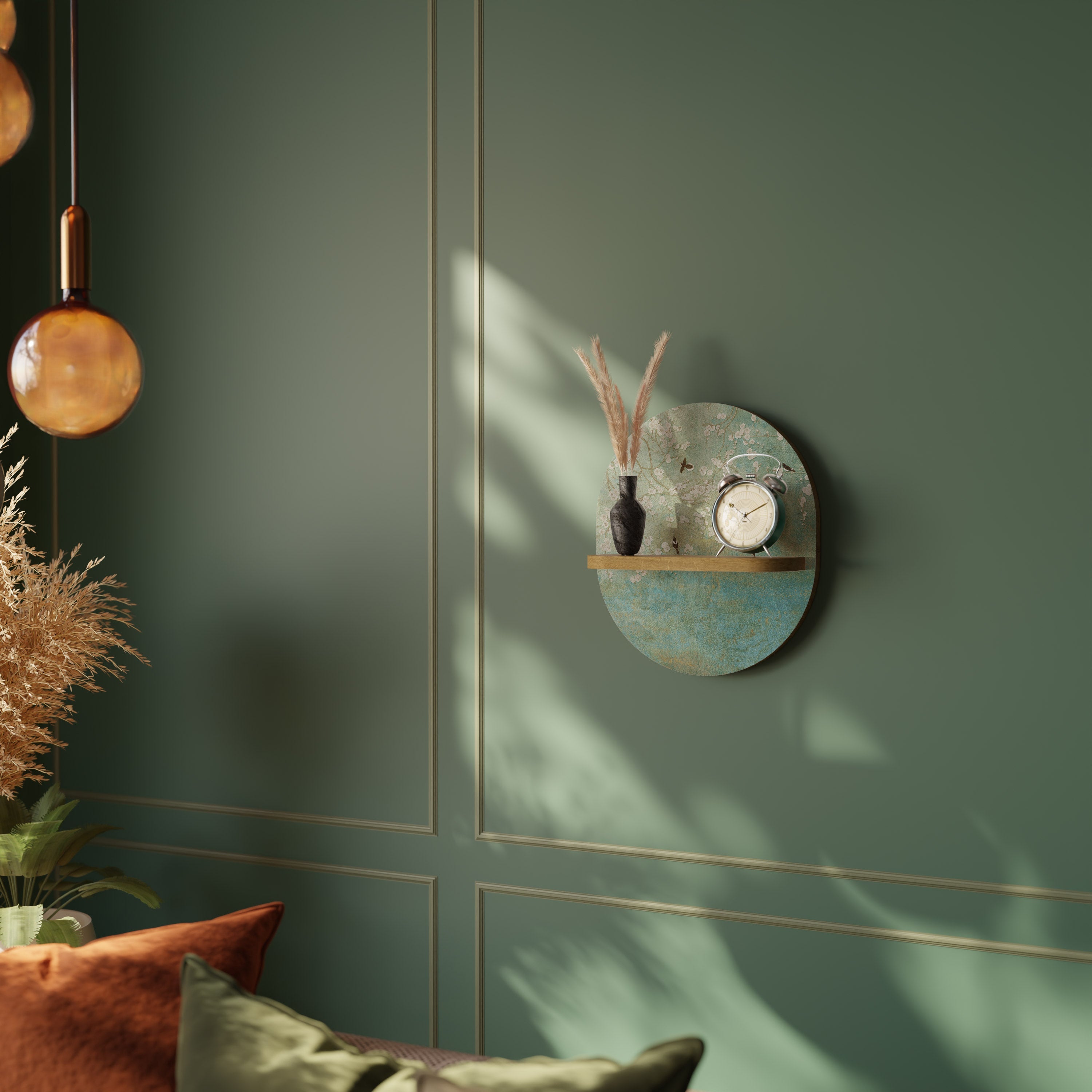 BLOOMING CHARM Ovales Kunstregal in Eichenoptik