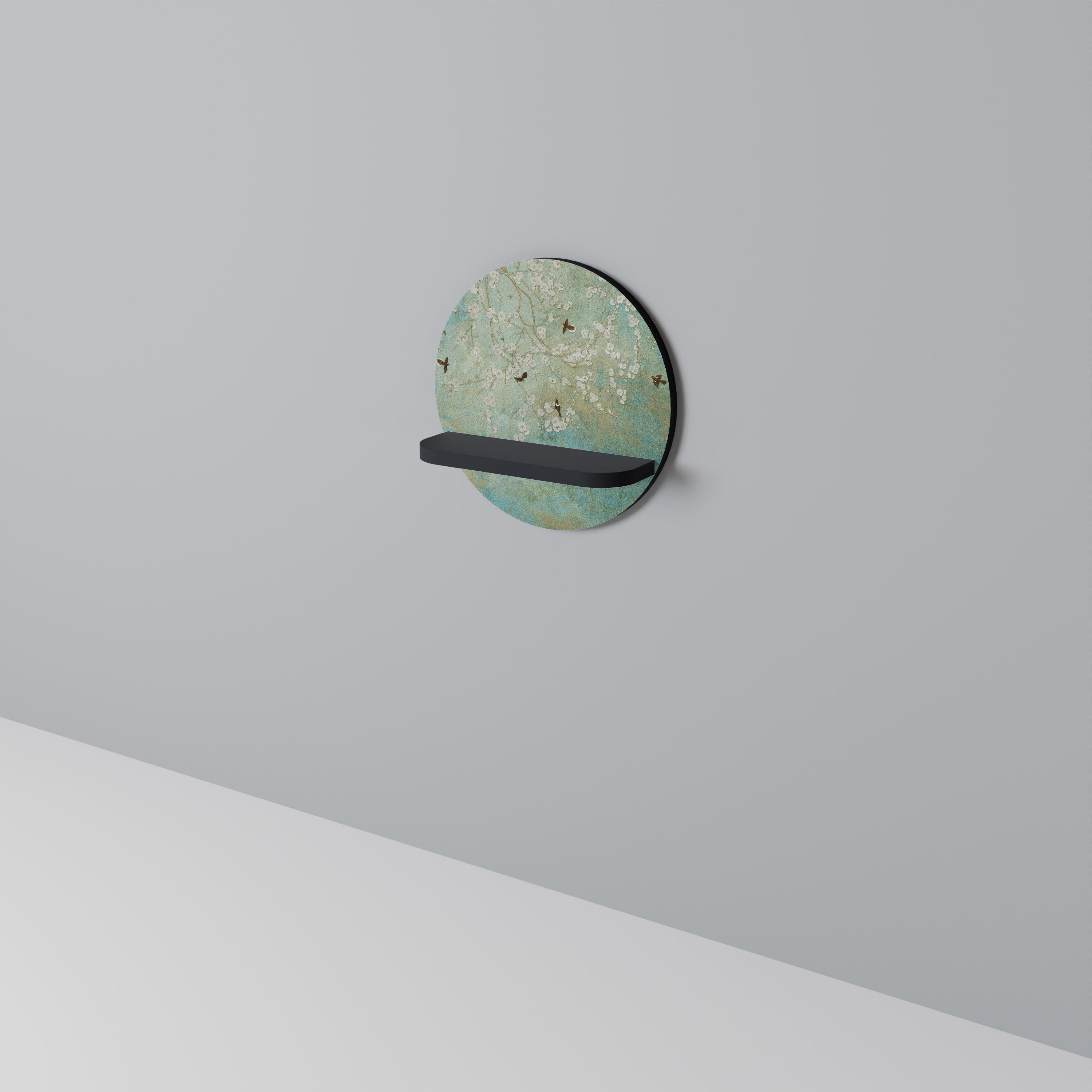 BLOOMING CHARM Rundes Kunstregal in Schwarz