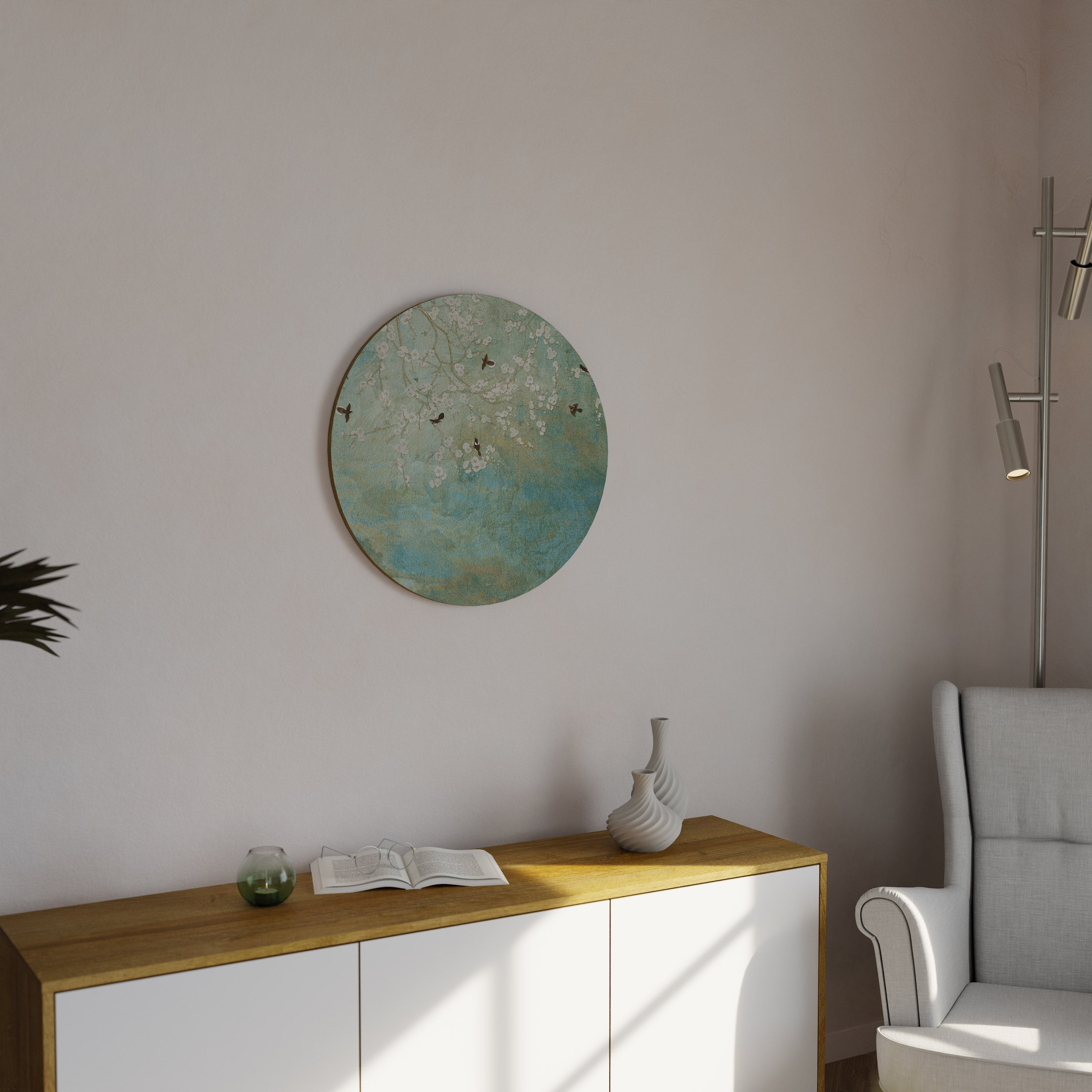 BLOOMING CHARM Runde Wandkunst