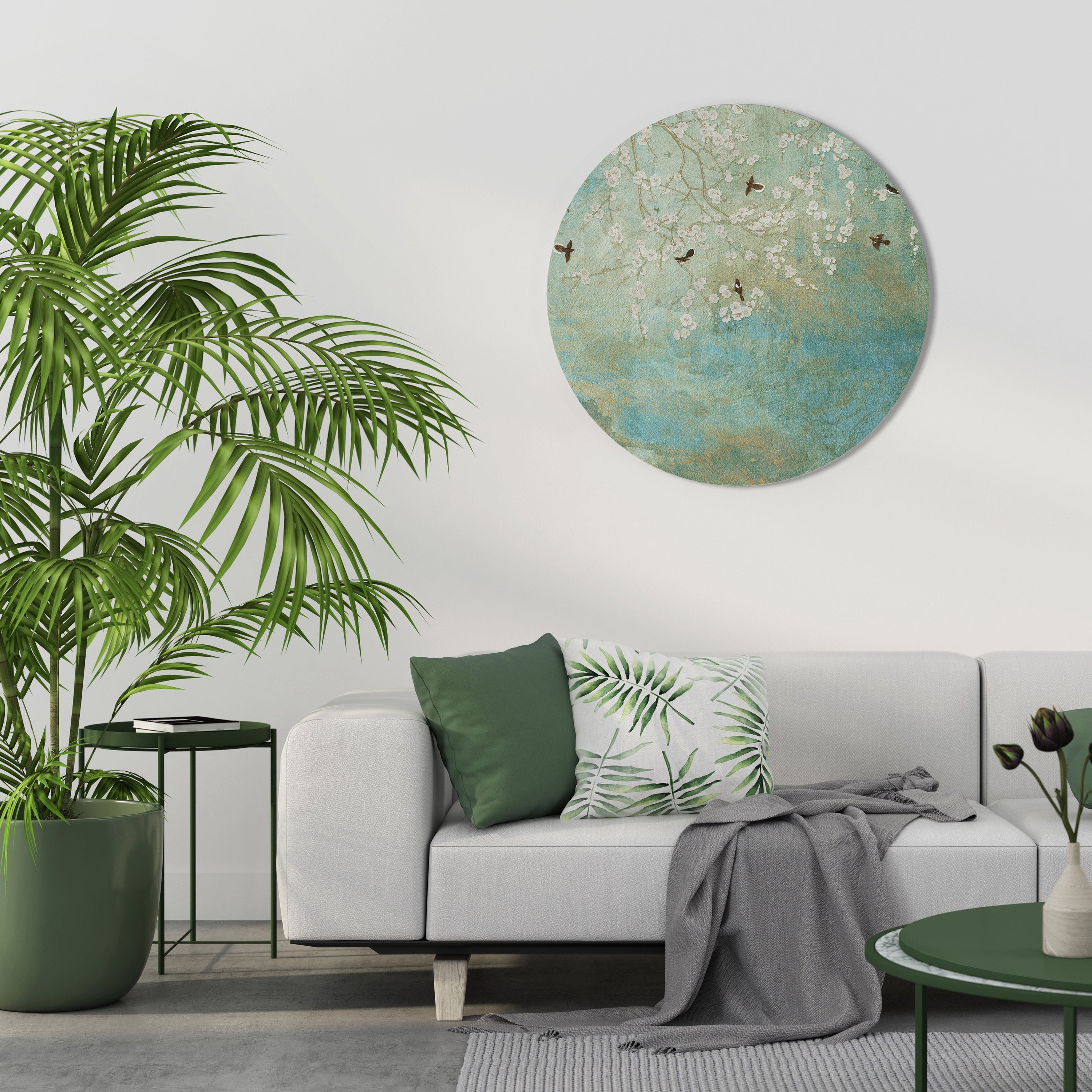 BLOOMING CHARM Runde Wandkunst