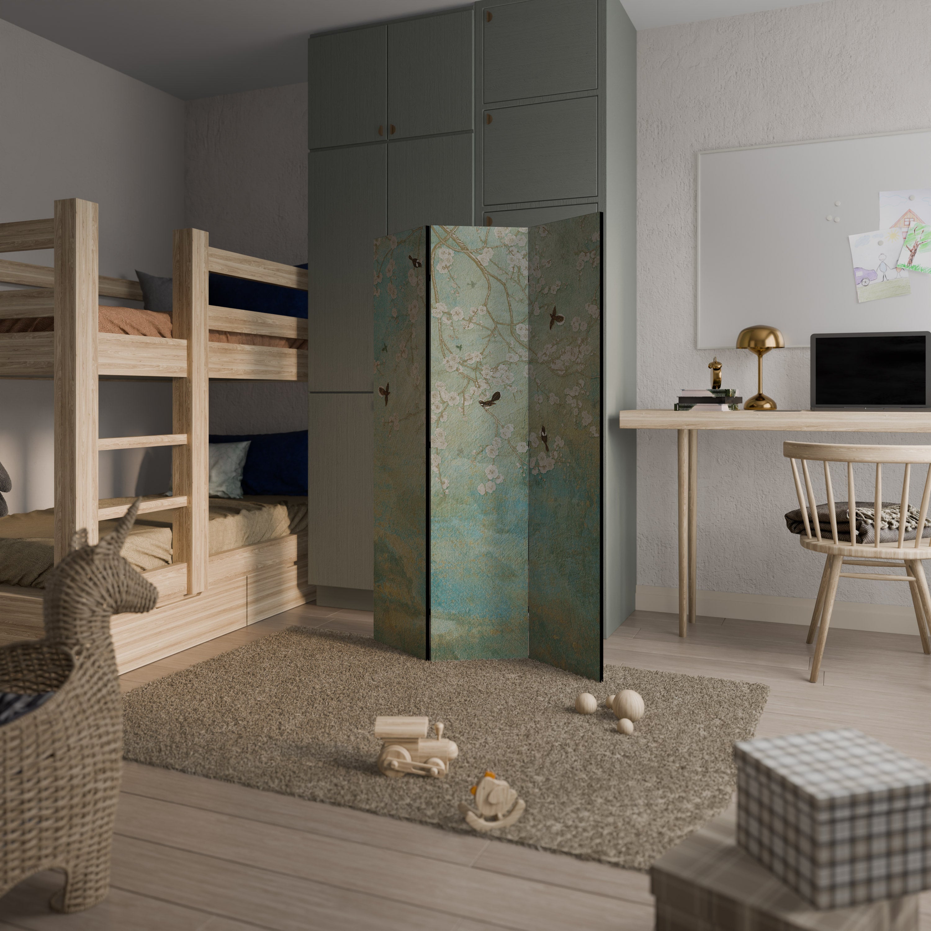 BLOOMING CHARM Dekorativer 3-teiliger Raumteiler