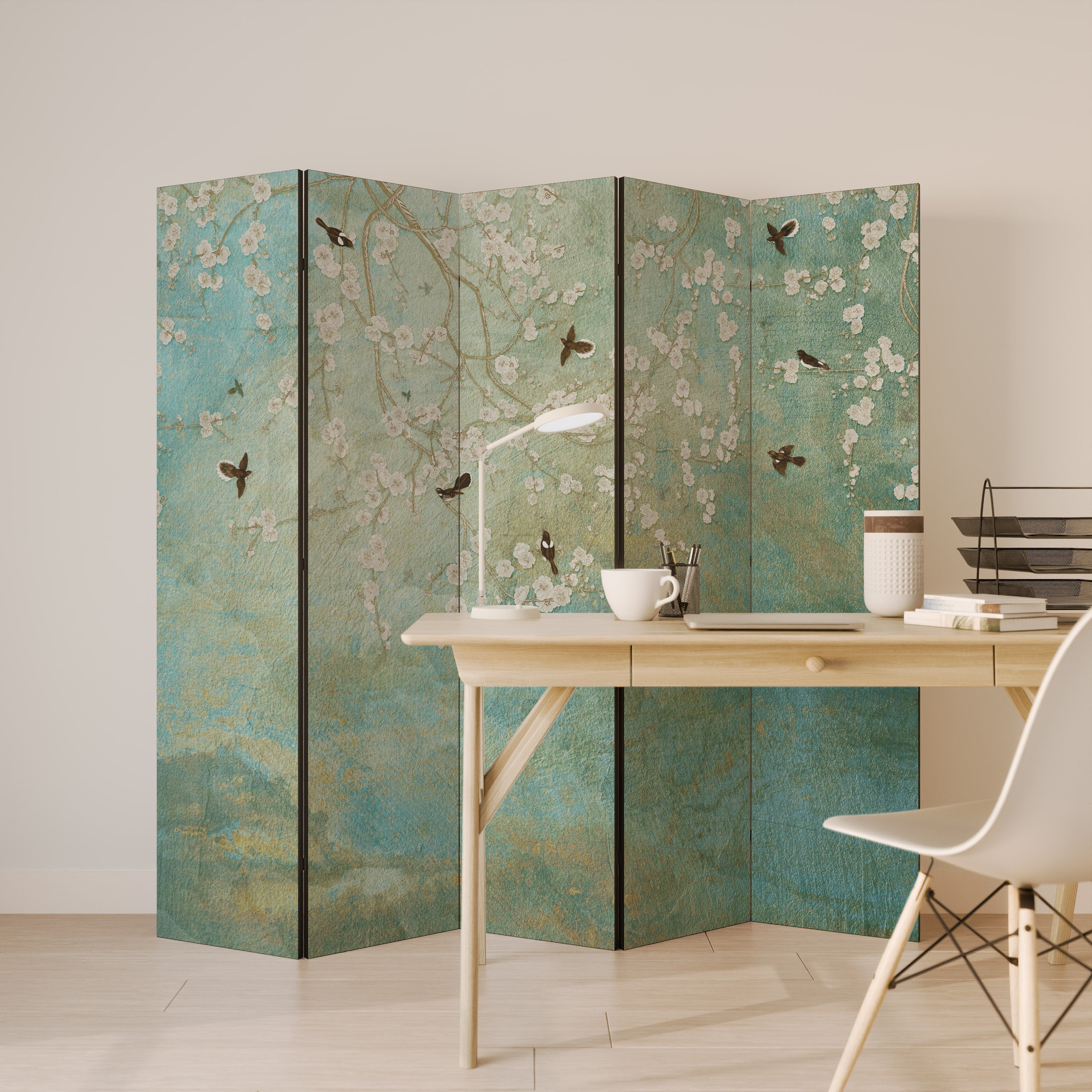 BLOOMING CHARM Dekorativer 5-teiliger Raumteiler
