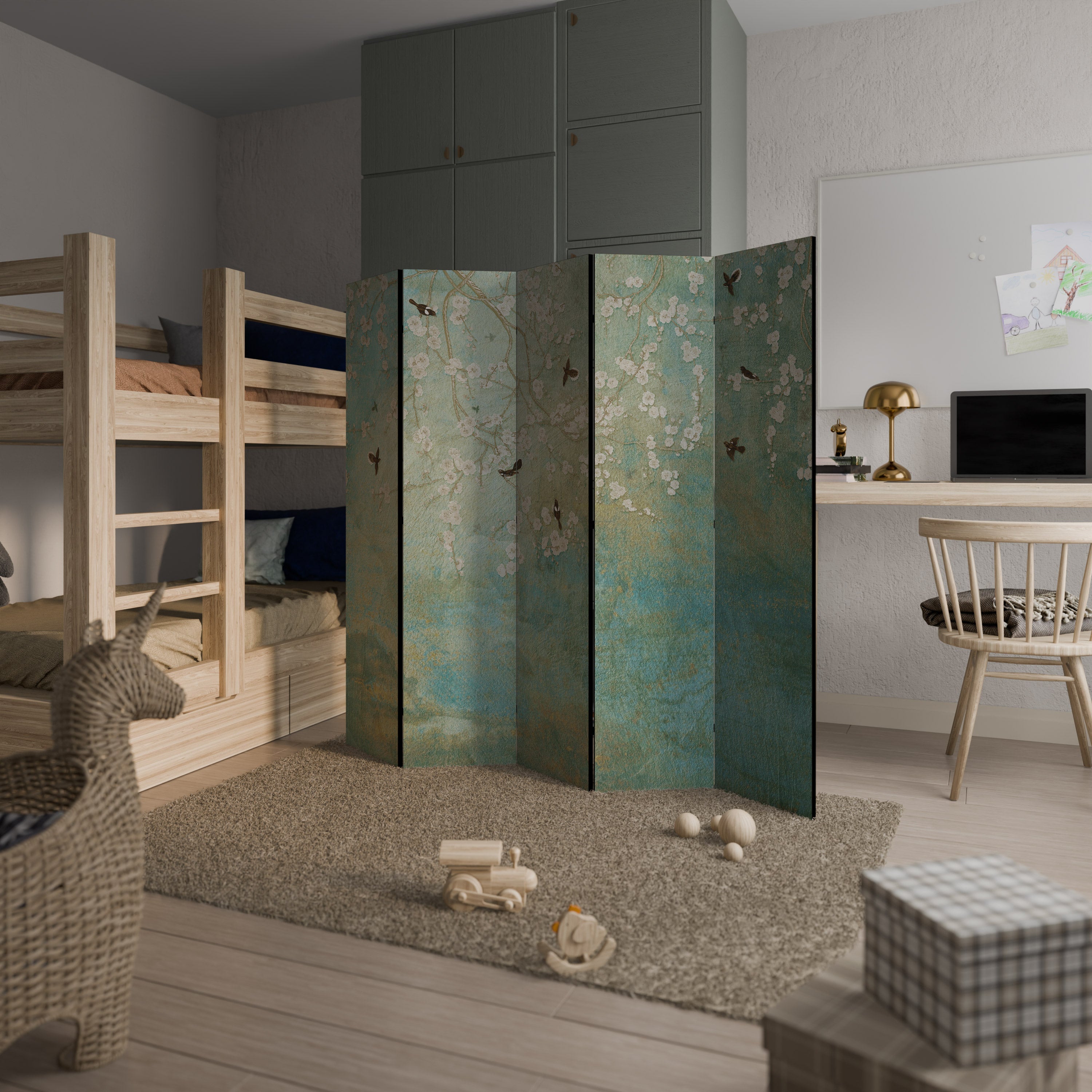 BLOOMING CHARM Dekorativer 5-teiliger Raumteiler
