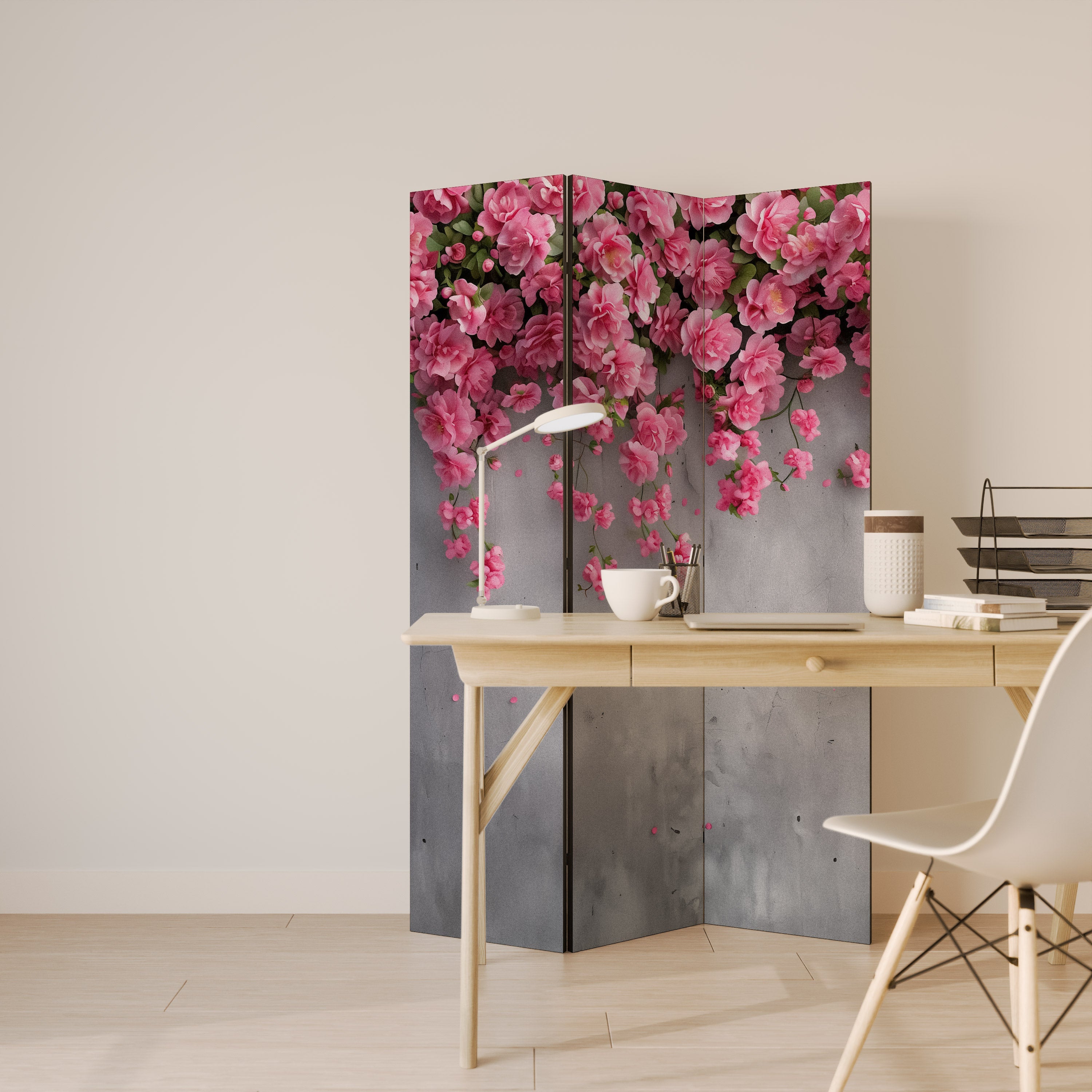 SERENE FLOWER FOLD Dekorativer 3-teiliger Raumteiler