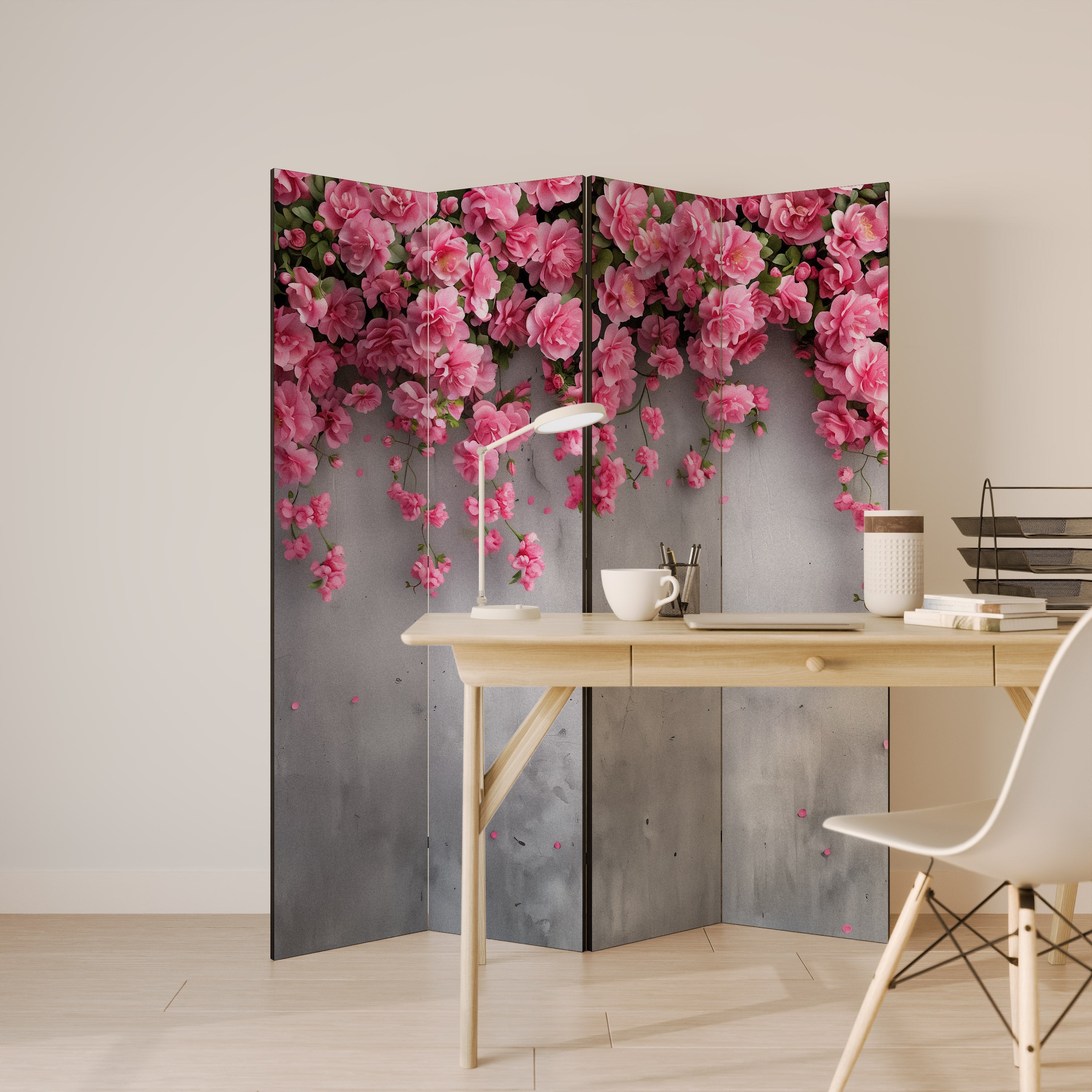 SERENE FLOWER FOLD Dekorativer 4-teiliger Raumteiler