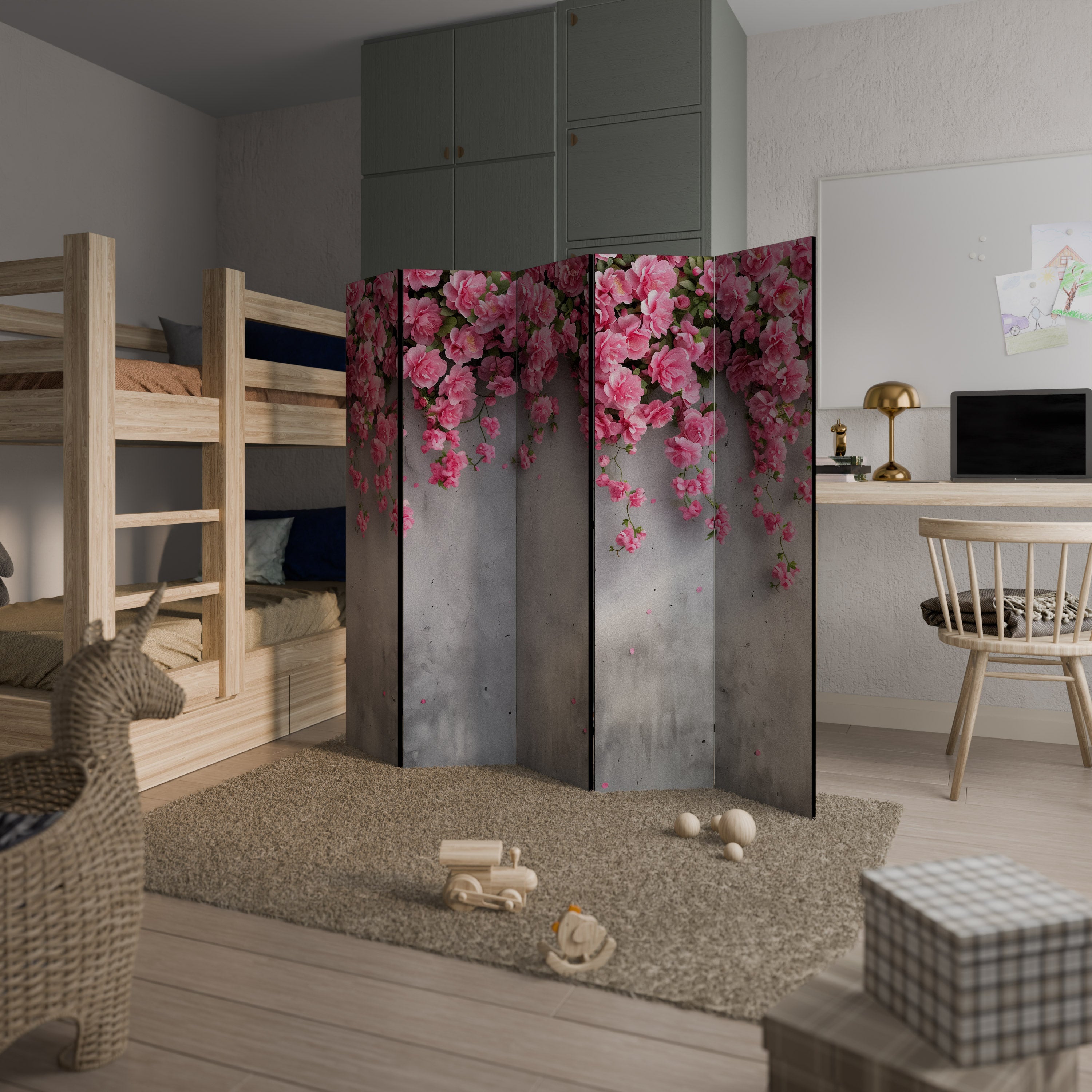 SERENE FLOWER FOLD Dekorativer 5-teiliger Raumteiler