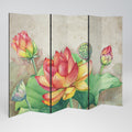 WHISPERING LOTUS BLOOMS Decorative 6-Panel Room Divider