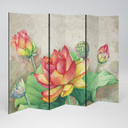 WHISPERING LOTUS BLOOMS Decorative 6-Panel Room Divider