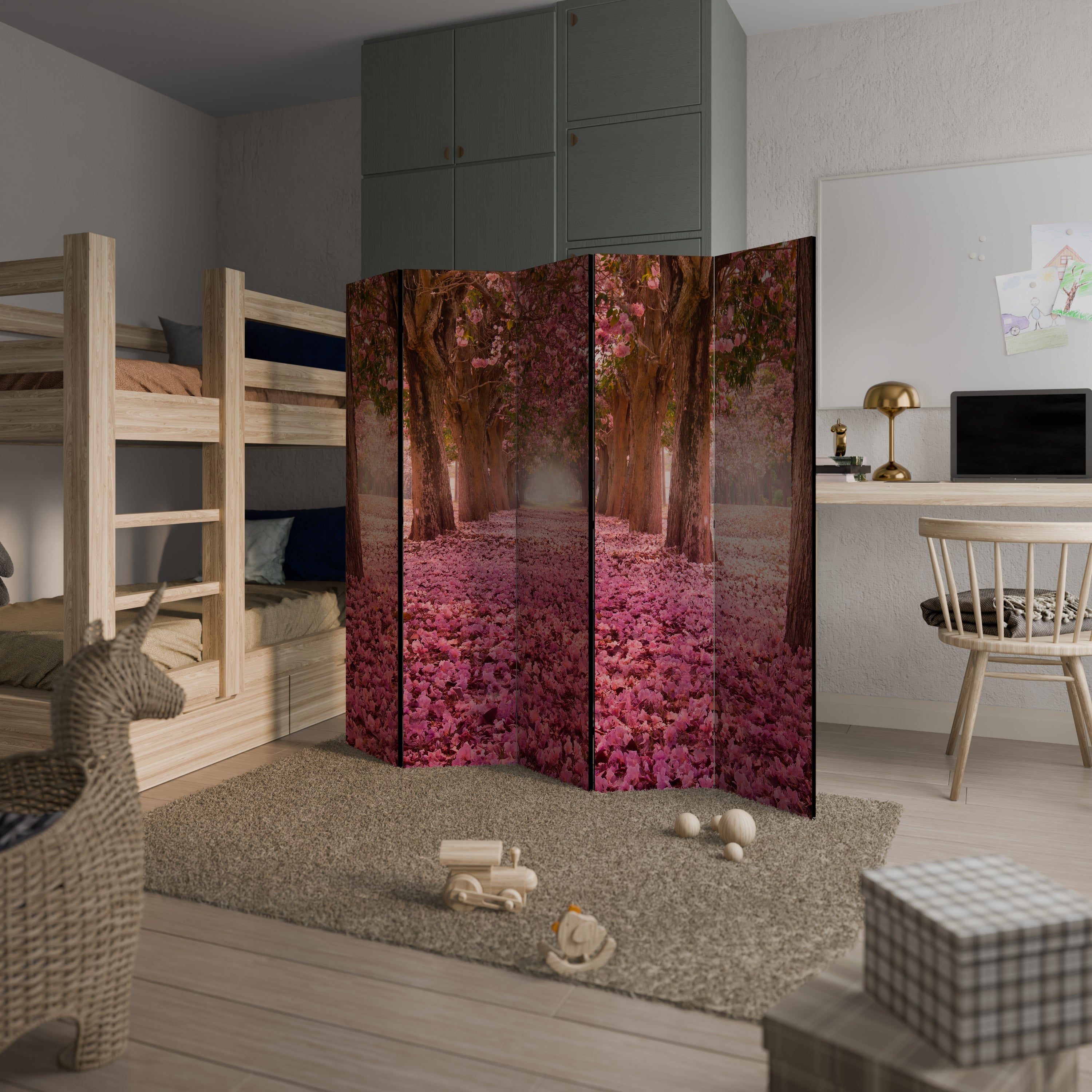 BLOSSOMING PATHWAYS Dekorativer 5-teiliger Raumteiler