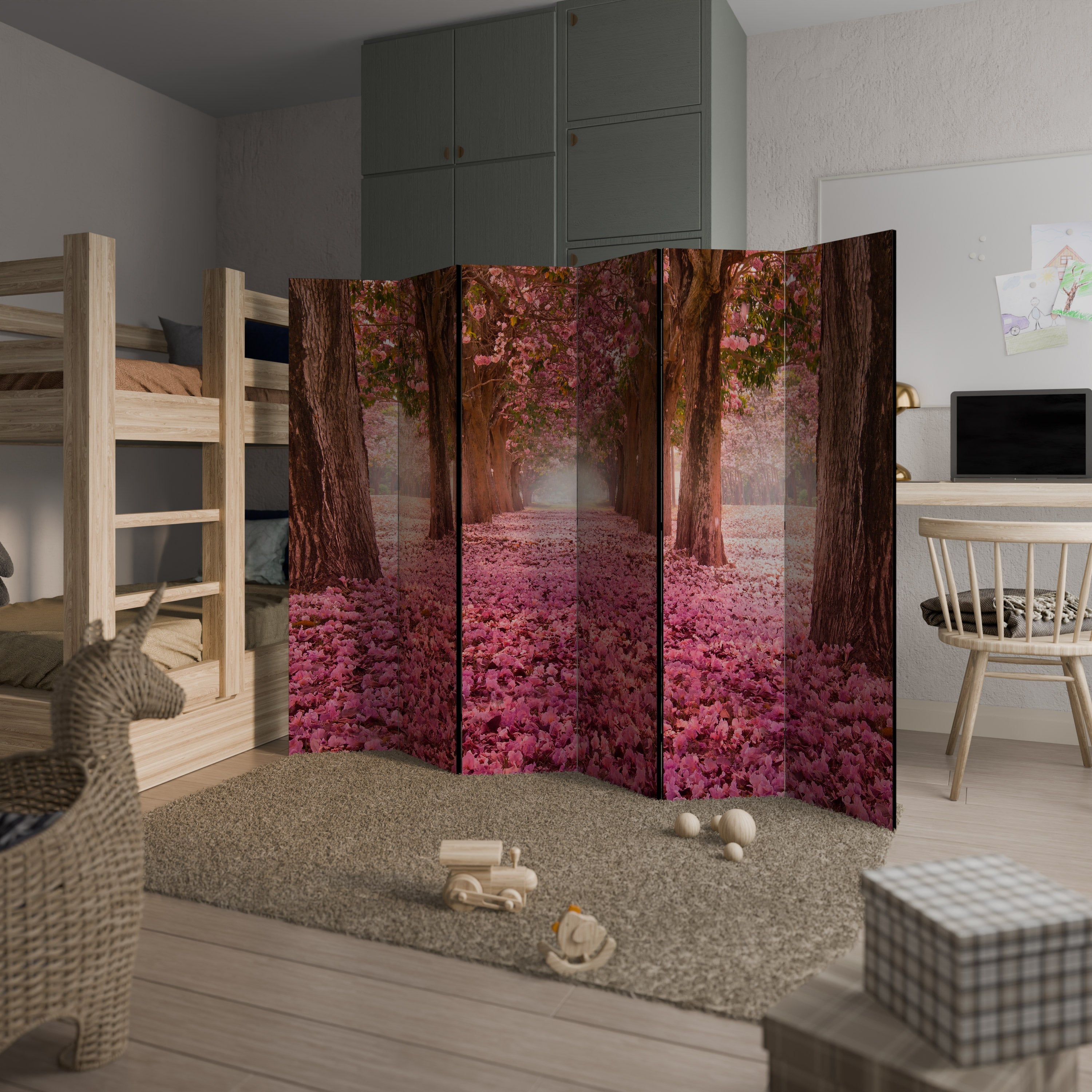 BLOSSOMING PATHWAYS Dekorativer 6-teiliger Raumteiler