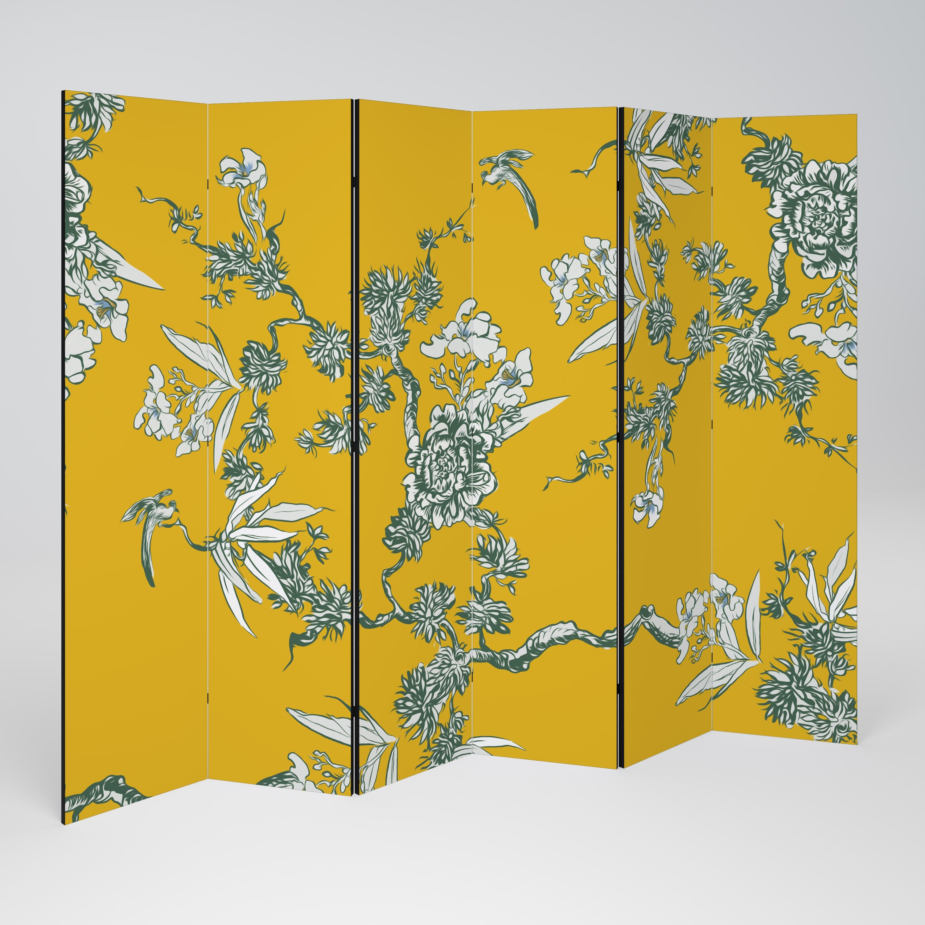 GELB CHINOISERIE Dekorativer 6-teiliger Raumteiler