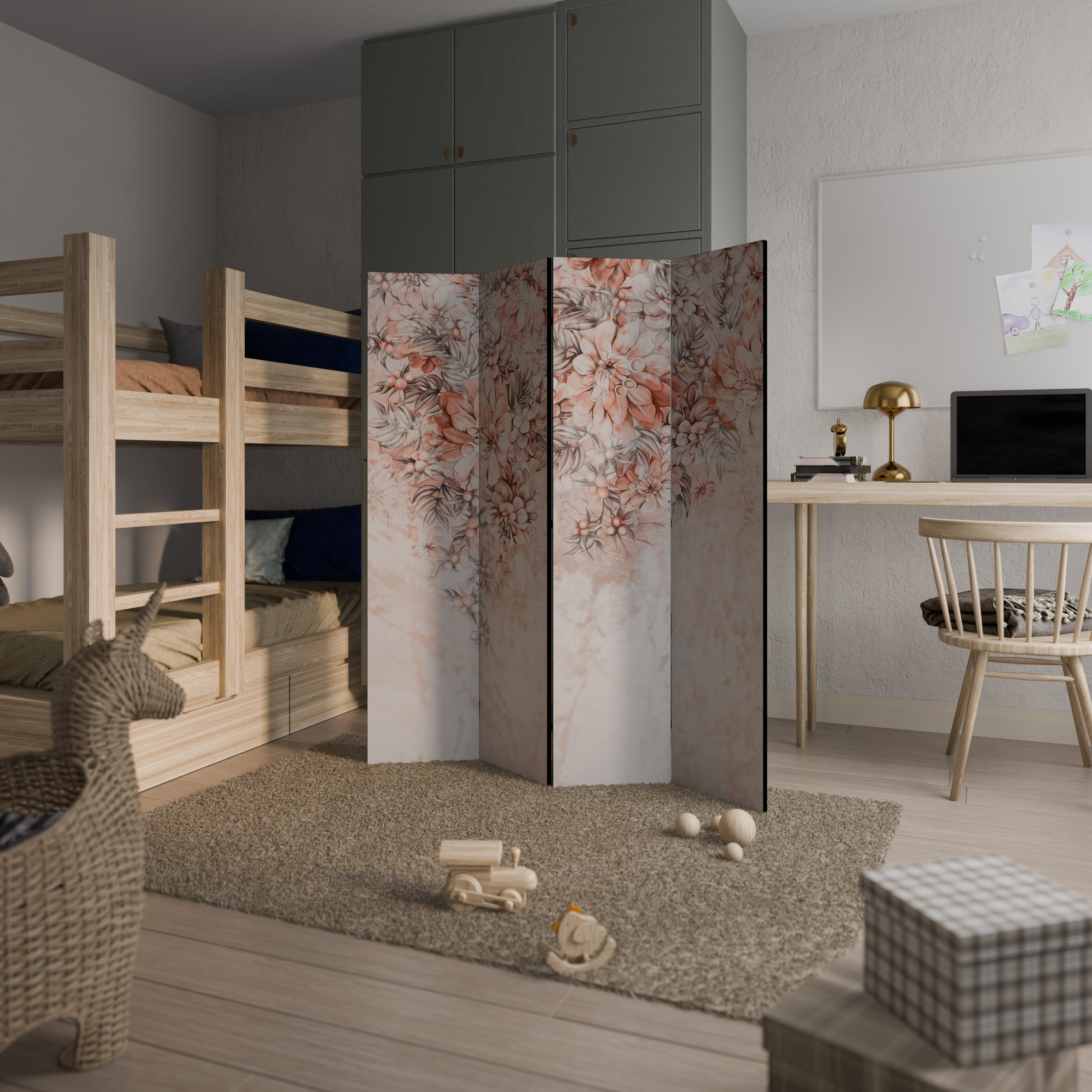 MARBLE GARDEN FANTASY Dekorativer 4-teiliger Raumteiler