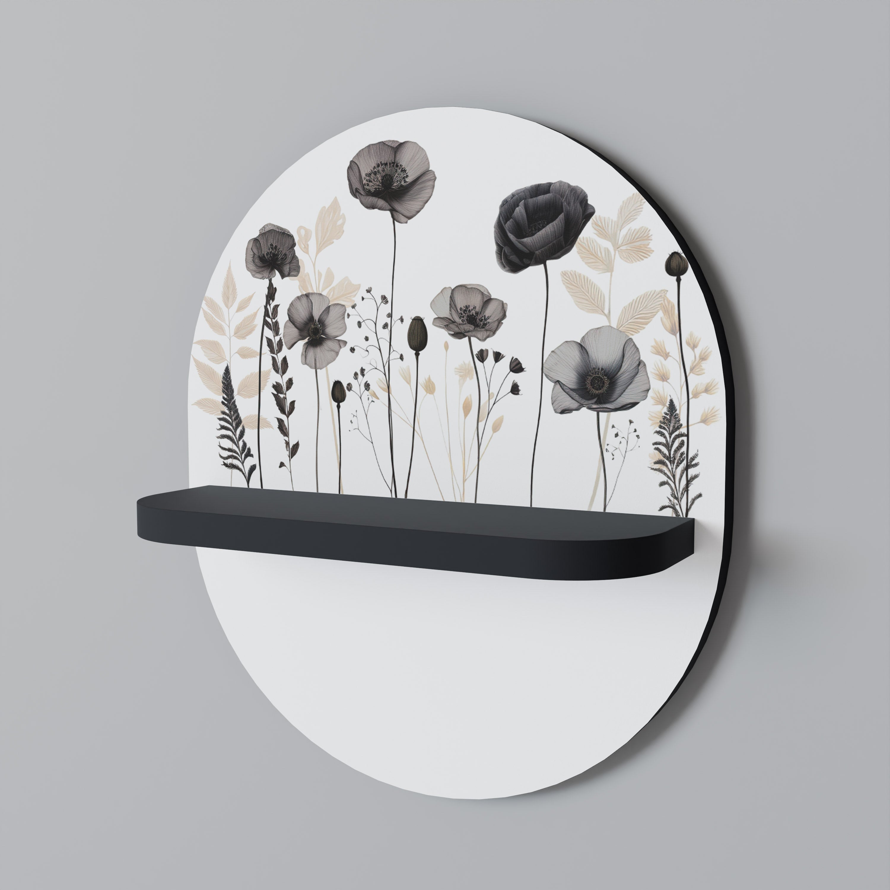POPPY ALLURE Ovales Kunstregal in Schwarz