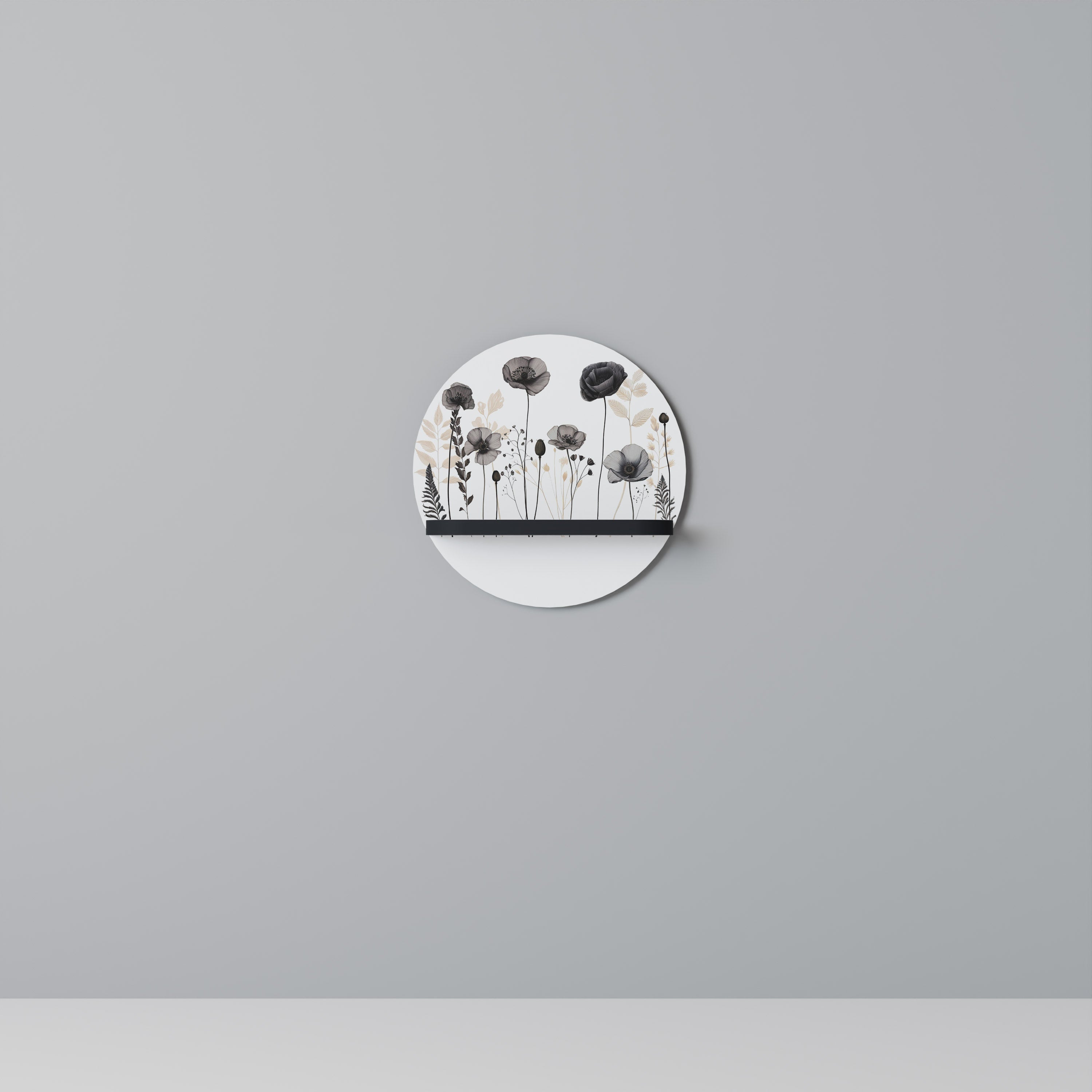 POPPY ALLURE Rundes Kunstregal in Schwarz