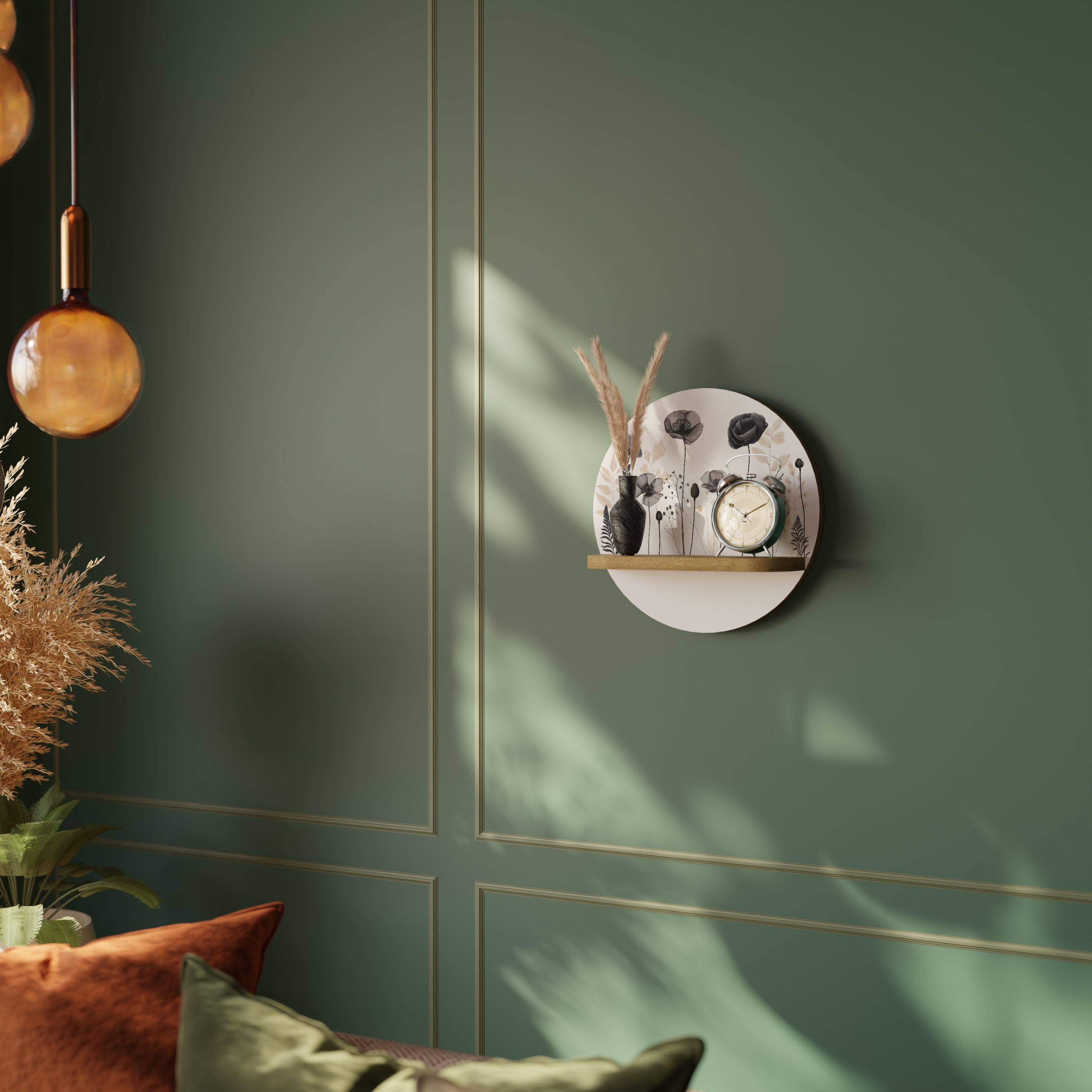POPPY ALLURE Rundes Kunstregal in Eichenoptik