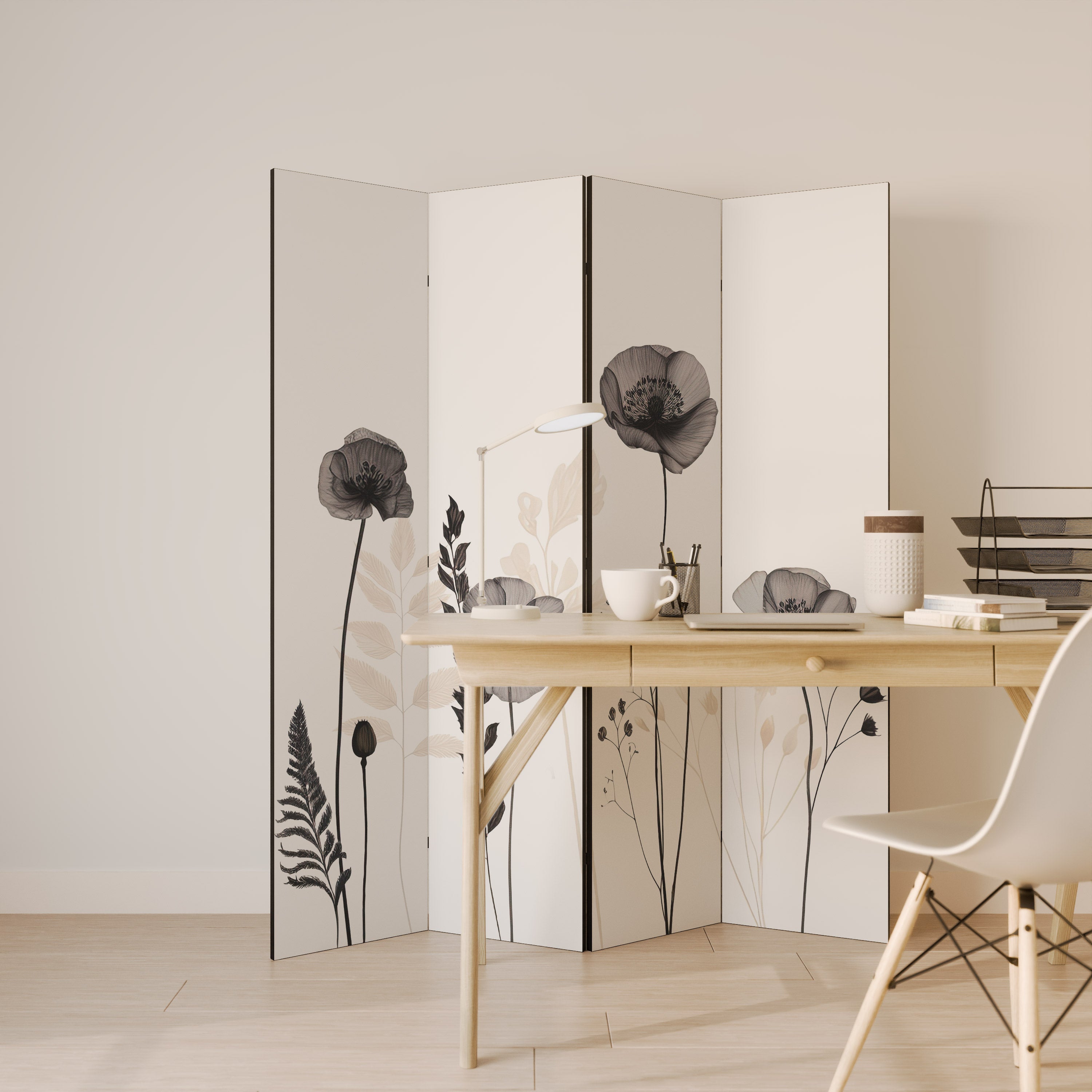 POPPY ALLURE Dekorativer 4-teiliger Raumteiler