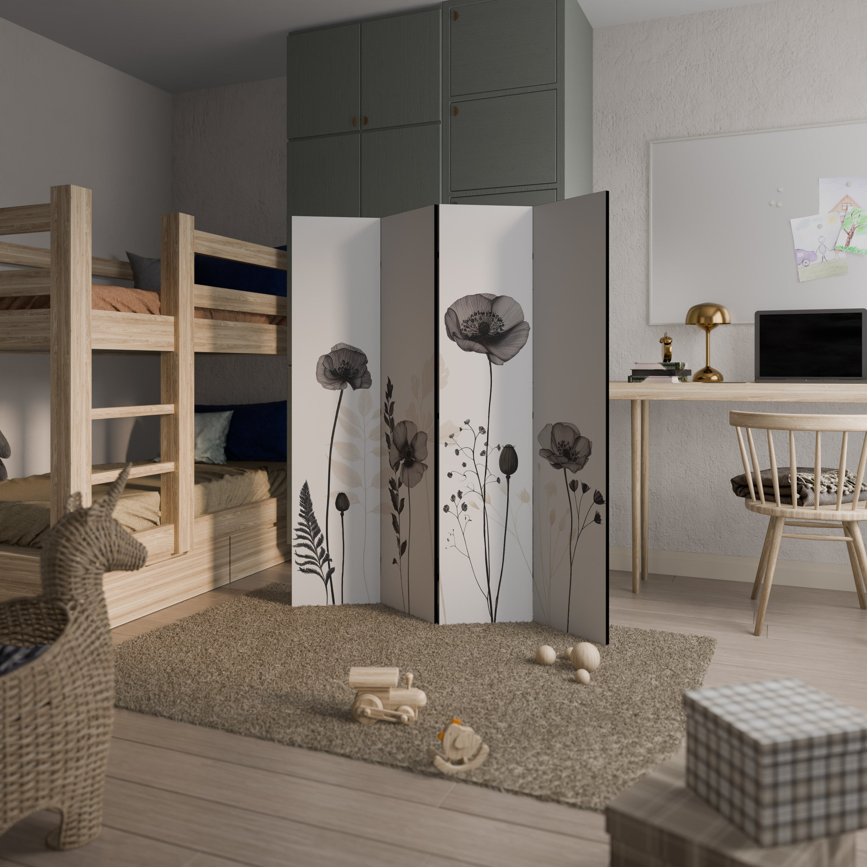 POPPY ALLURE Dekorativer 4-teiliger Raumteiler