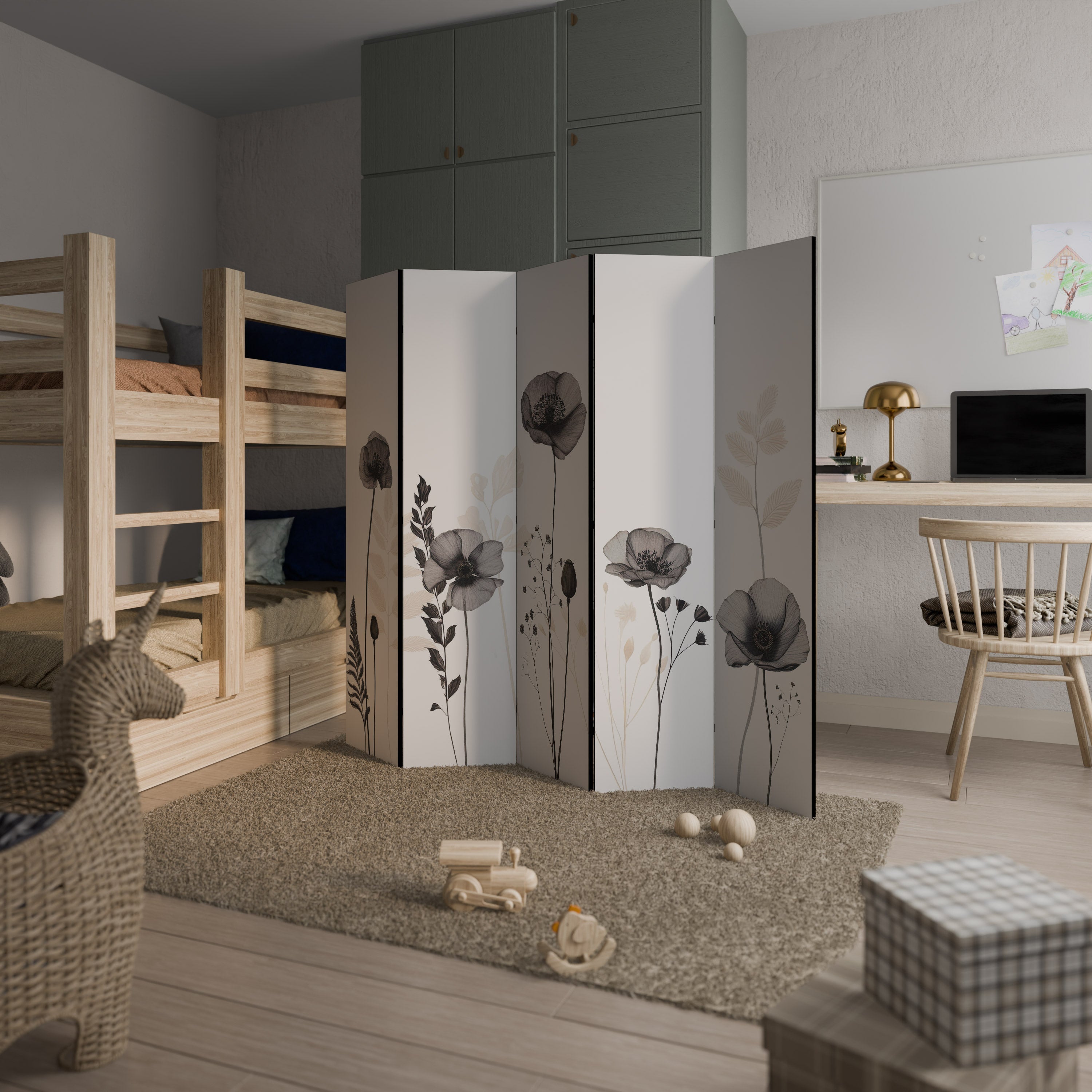 POPPY ALLURE Dekorativer 5-teiliger Raumteiler