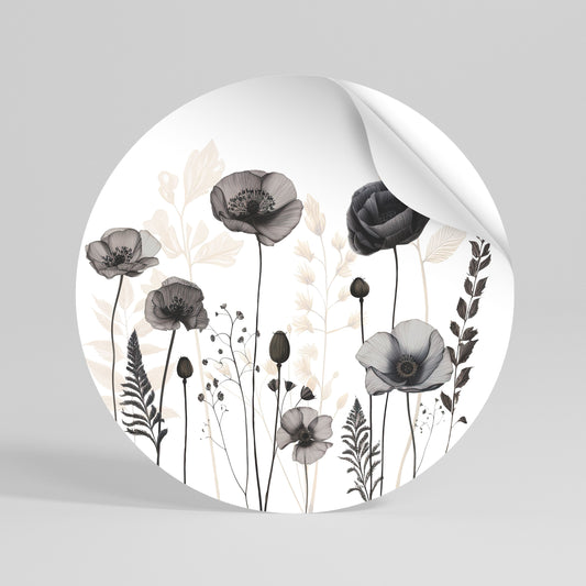 POPPY ALLURE Runder Wandsticker zum Abziehen und Aufkleben