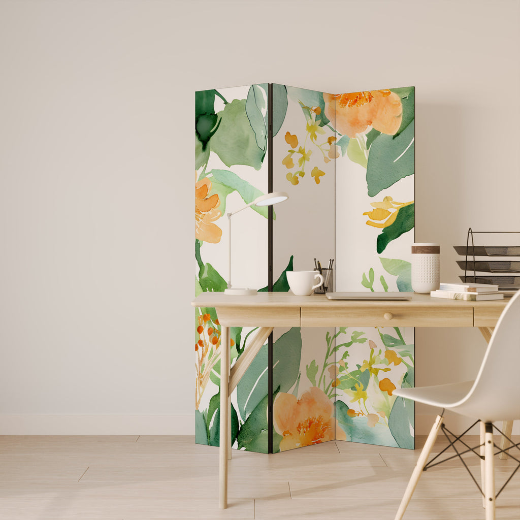 FLORAL SERENITY SPLIT Dekorativer 3-teiliger Raumteiler