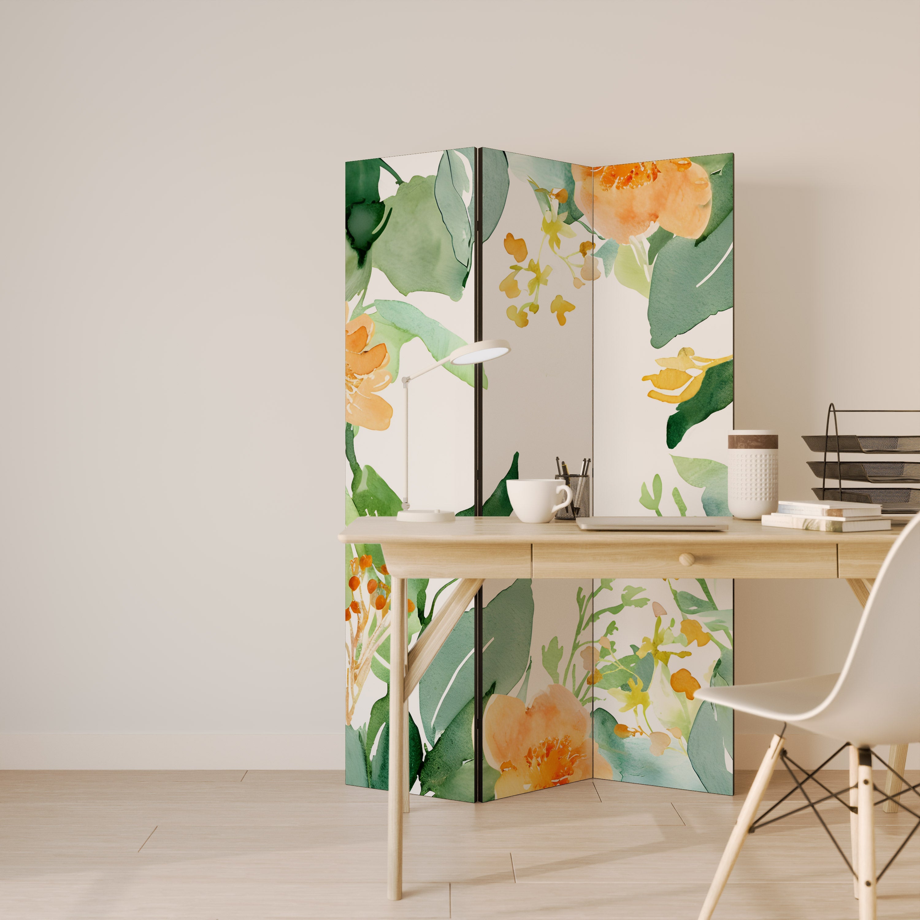 FLORAL SERENITY SPLIT Dekorativer 3-teiliger Raumteiler