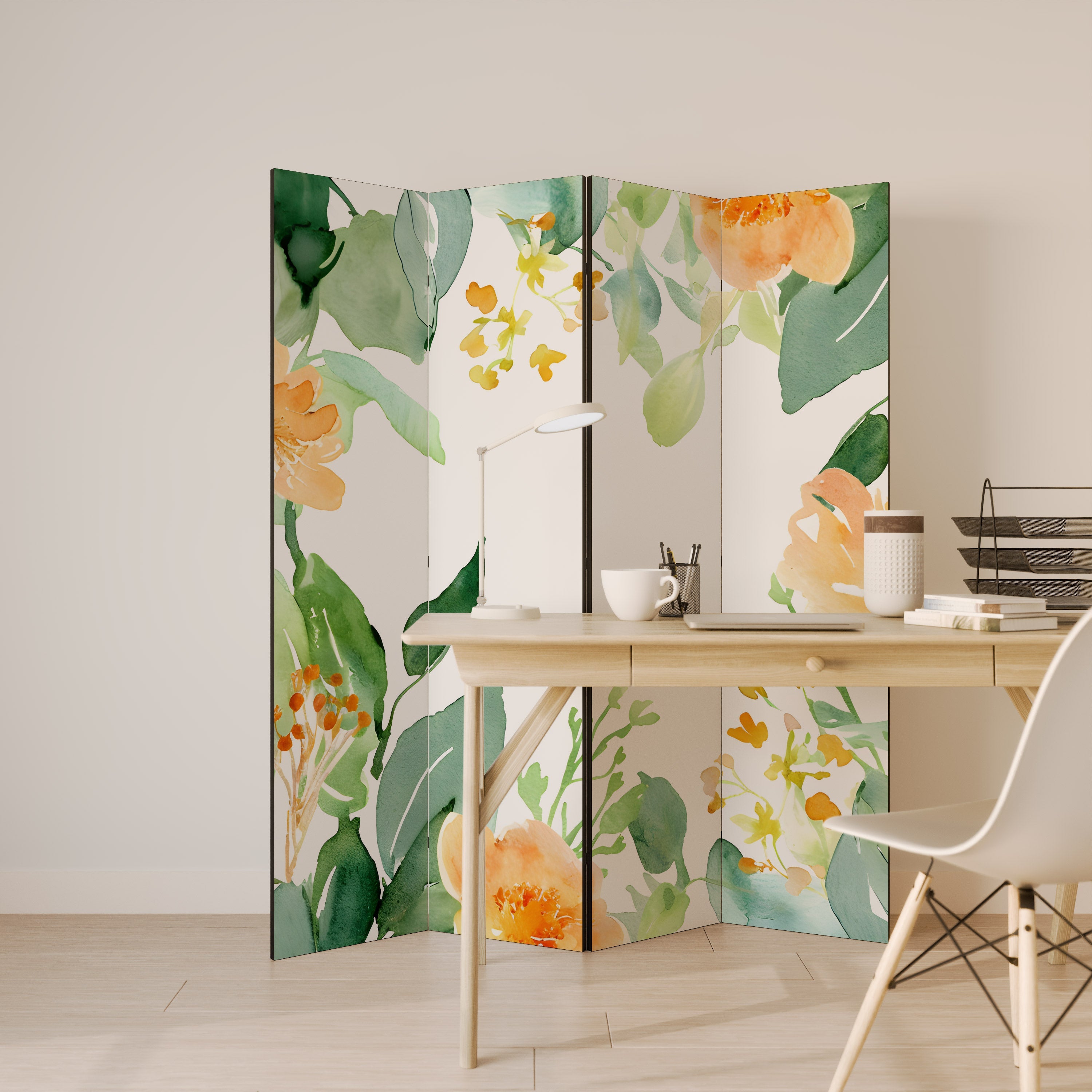 FLORAL SERENITY SPLIT Dekorativer 4-teiliger Raumteiler