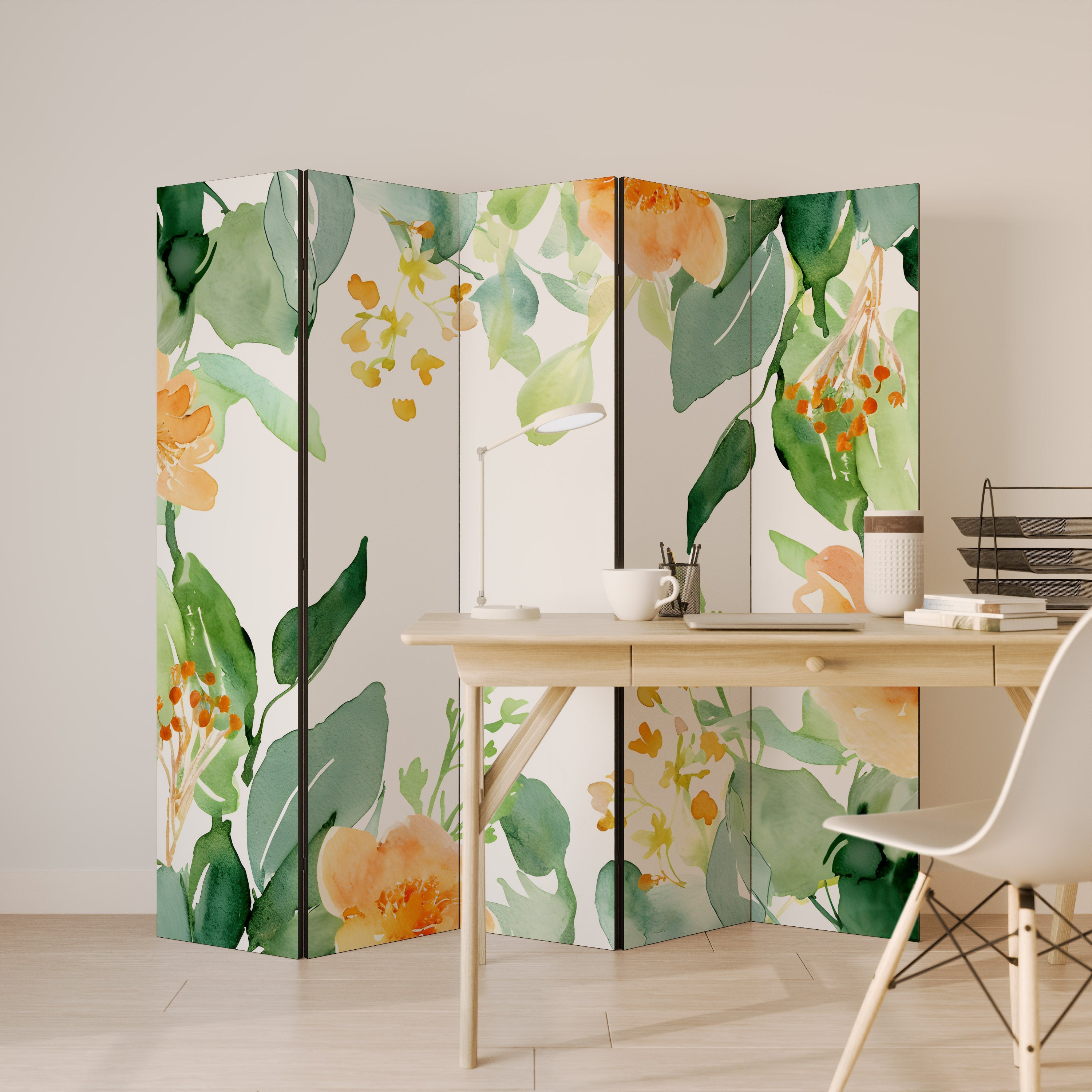 FLORAL SERENITY SPLIT Dekorativer 5-teiliger Raumteiler