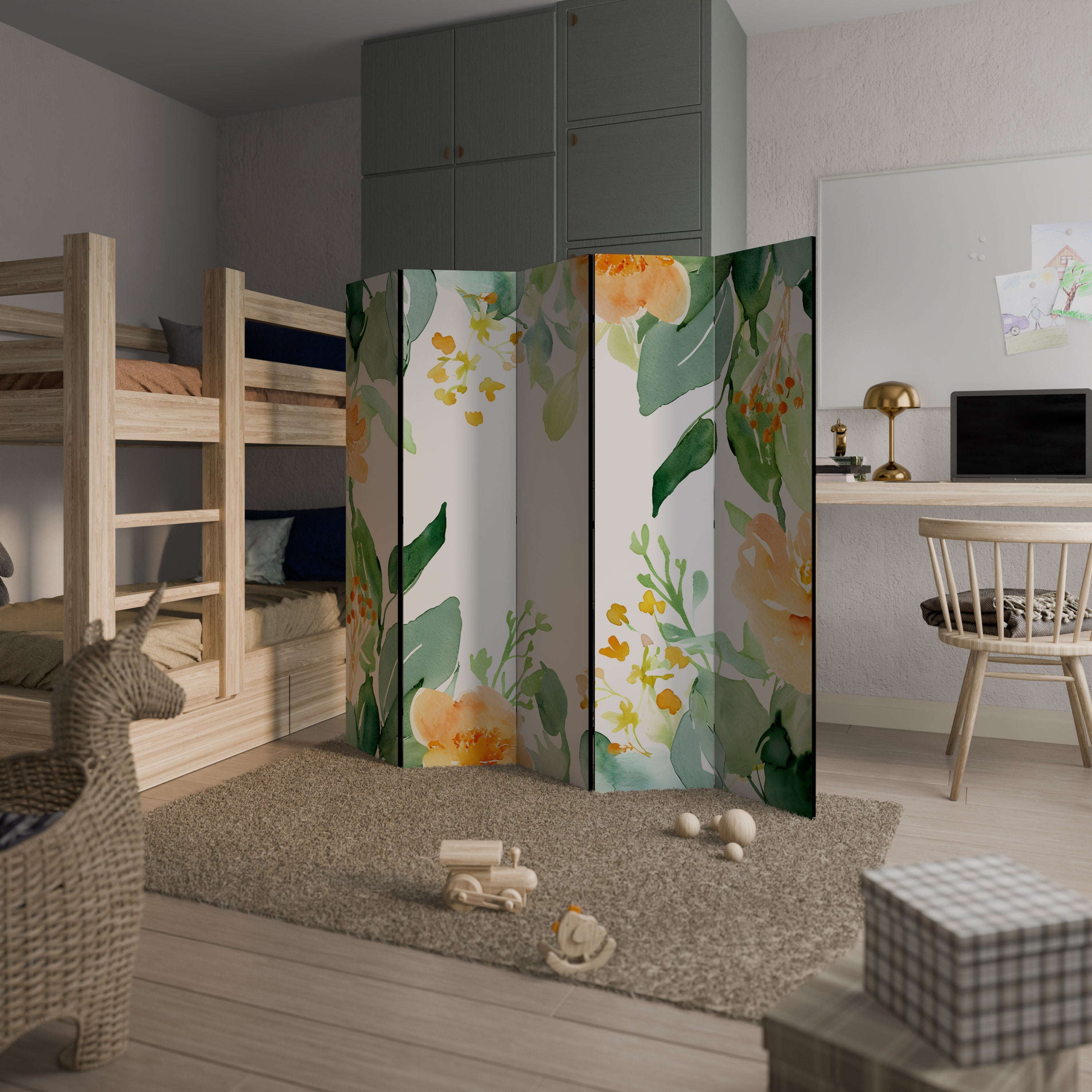 FLORAL SERENITY SPLIT Dekorativer 5-teiliger Raumteiler