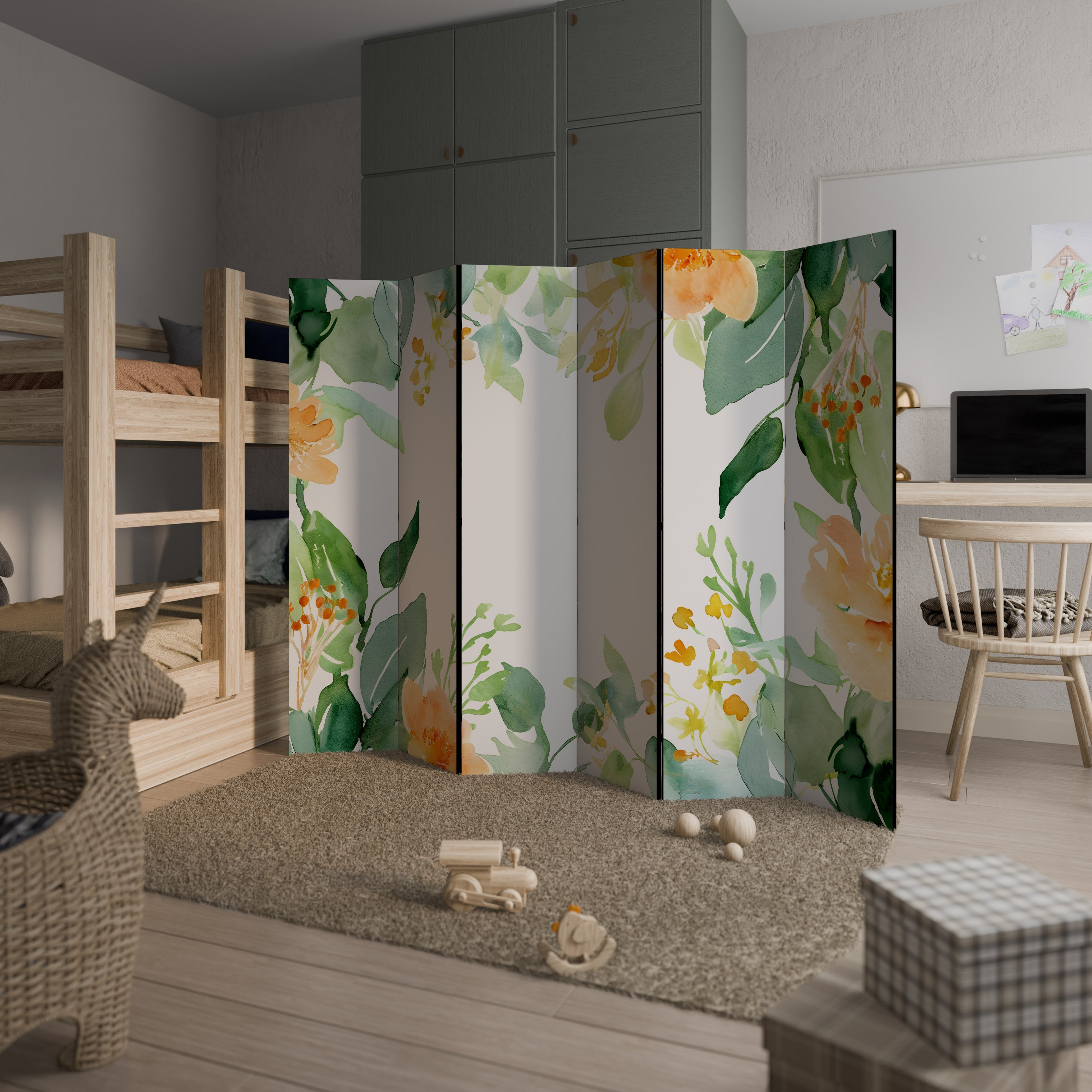 FLORAL SERENITY SPLIT Dekorativer 6-teiliger Raumteiler