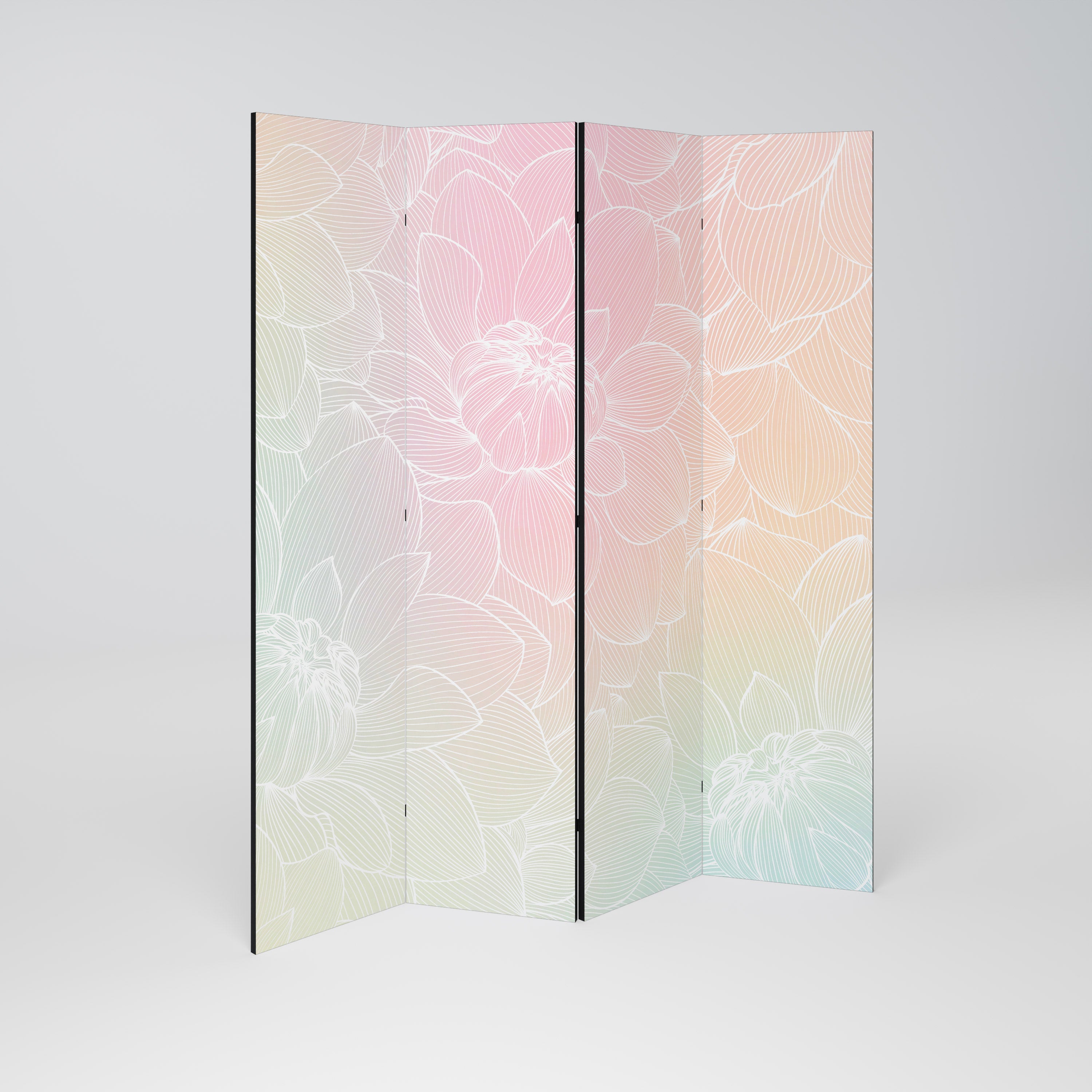 ELEGANT FLORAL FUSION Dekorativer 4-teiliger Raumteiler