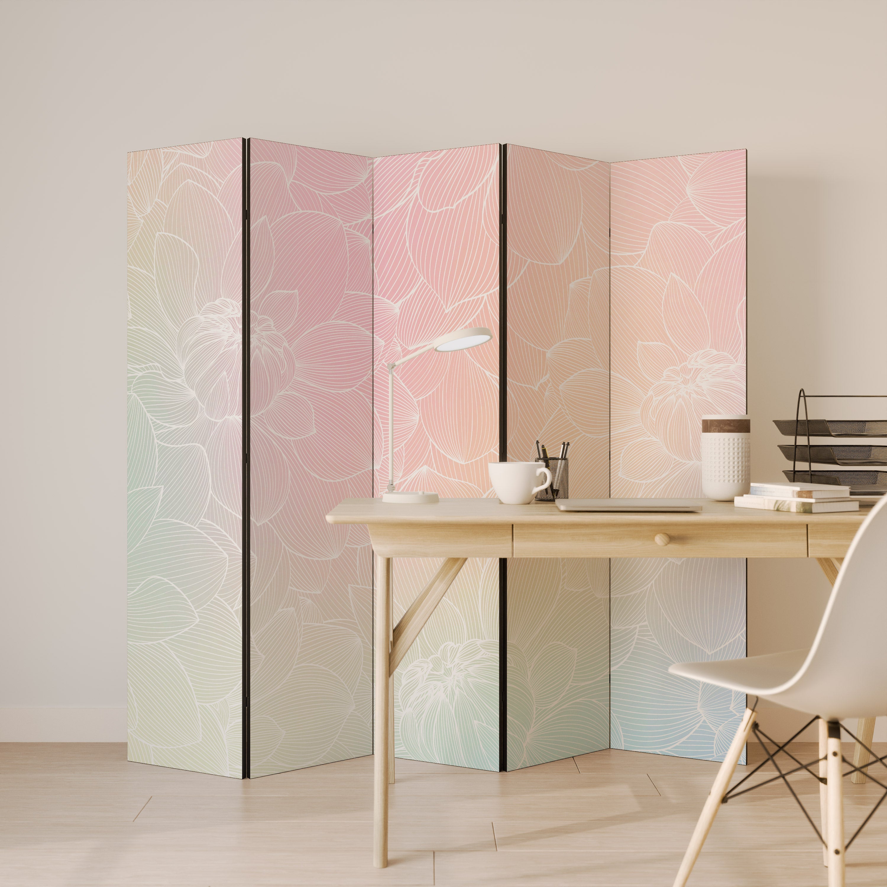 ELEGANT FLORAL FUSION Dekorativer 5-teiliger Raumteiler