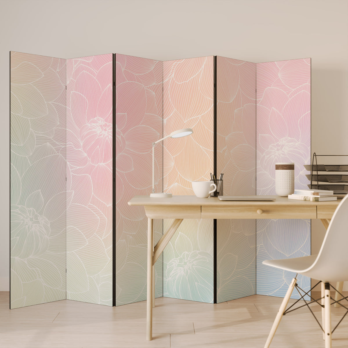 ELEGANT FLORAL FUSION 6-teiliger Paravent