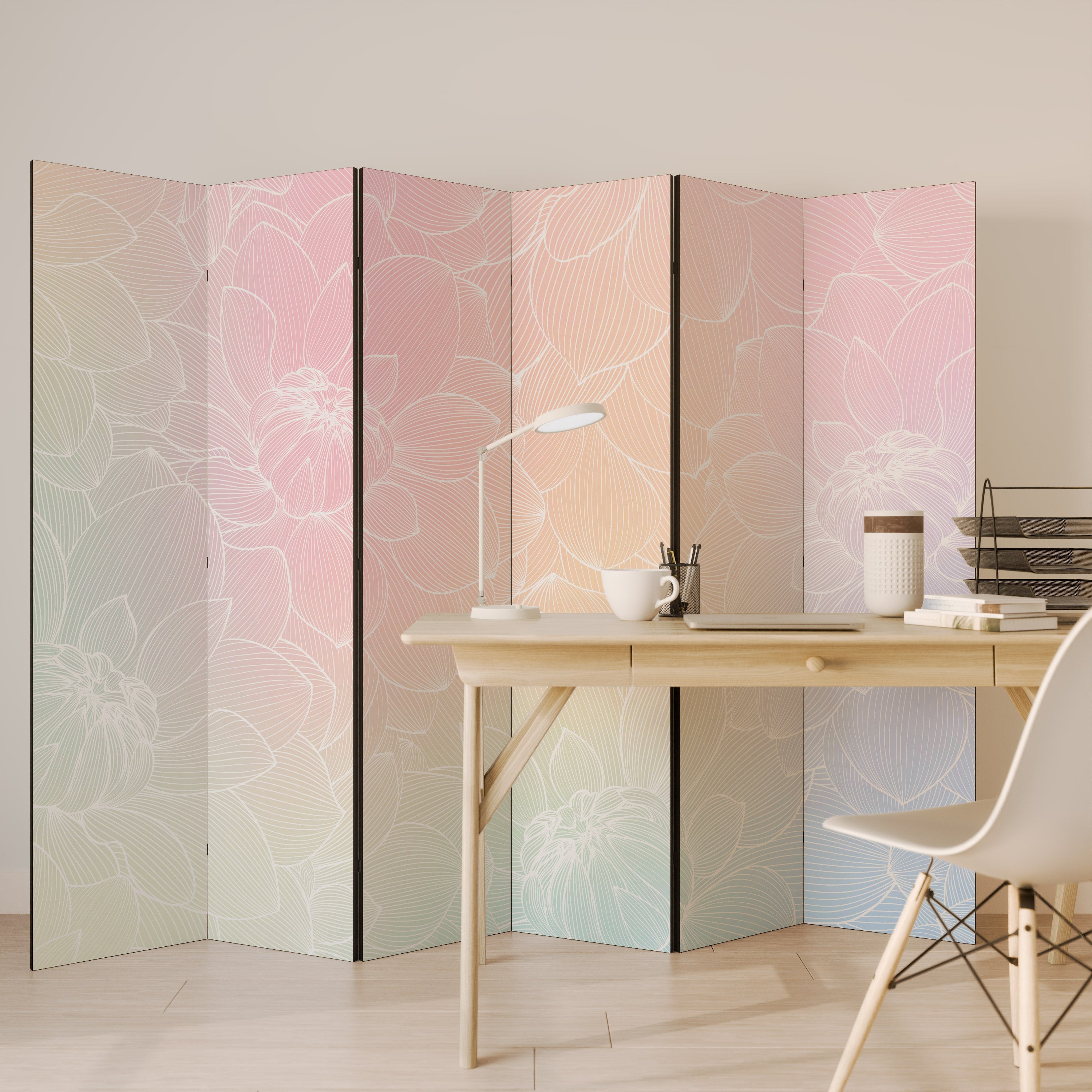 ELEGANT FLORAL FUSION Dekorativer 6-teiliger Raumteiler