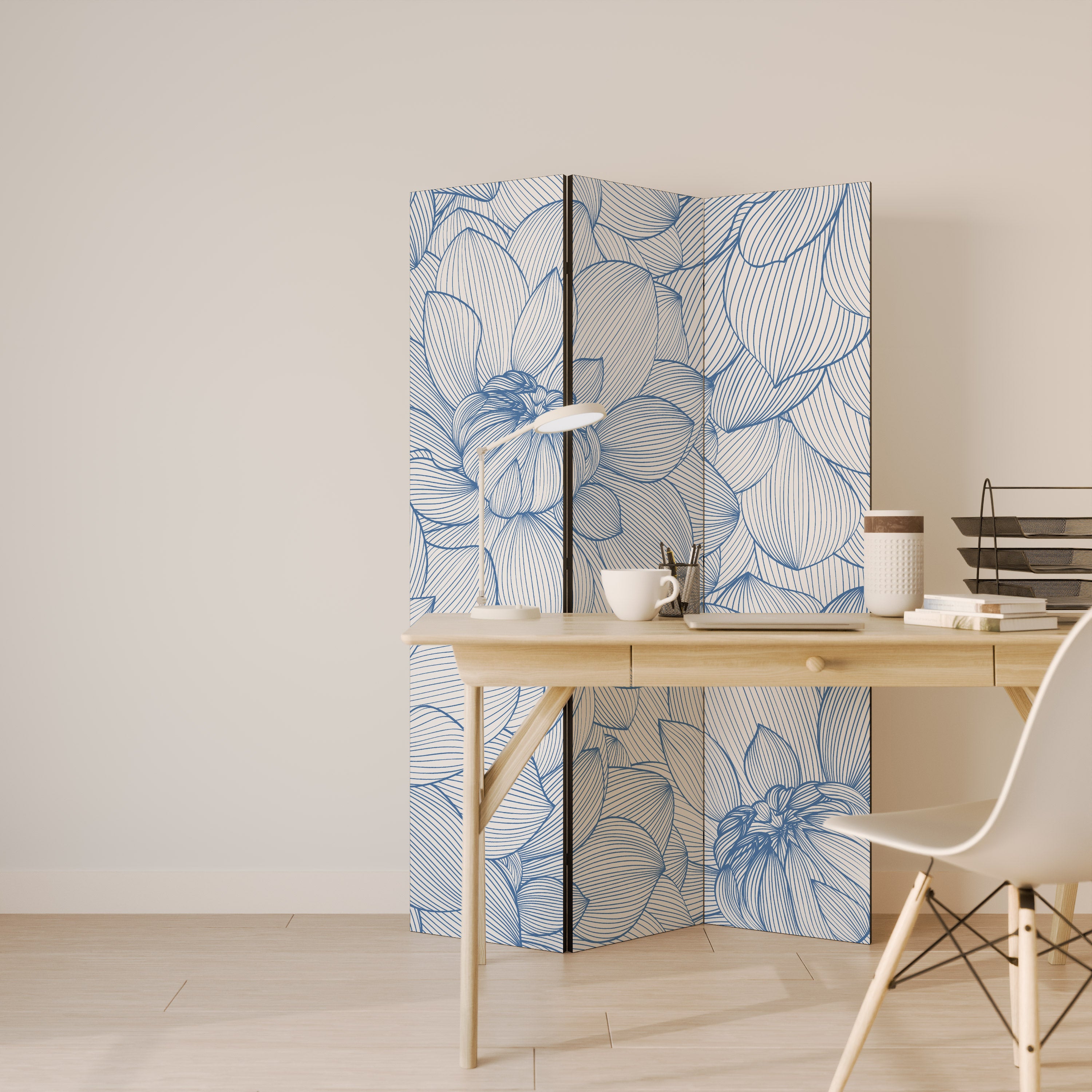 LUSH LINEAR BLOOMS 3-Panel Room Divider