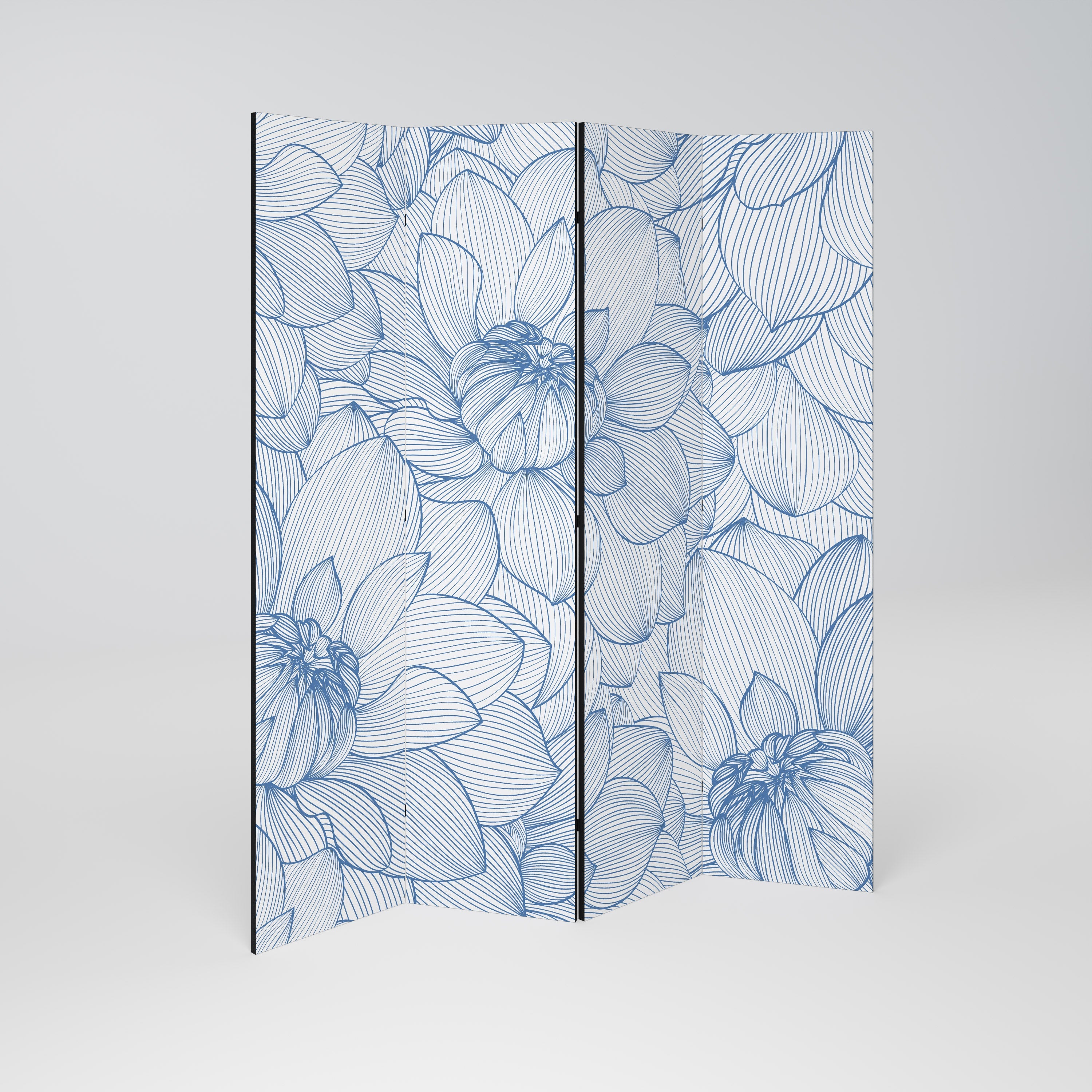 LUSH LINEAR BLOOMS Dekorativer 4-teiliger Raumteiler
