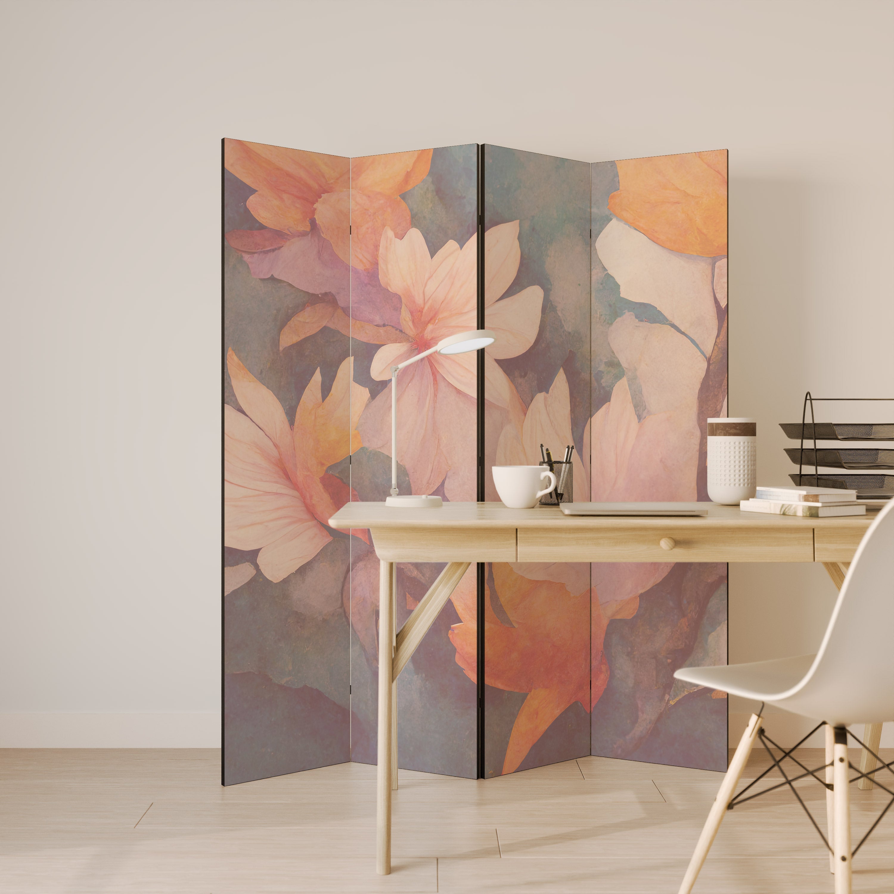PETAL GRACE Dekorativer 4-teiliger Raumteiler