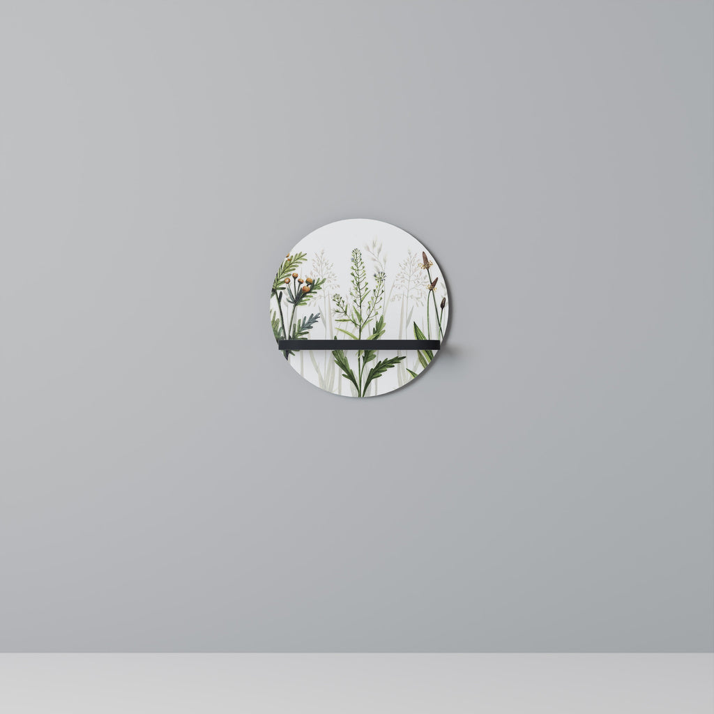 HERBAL DREAM Round Art Shelf In Black Finish