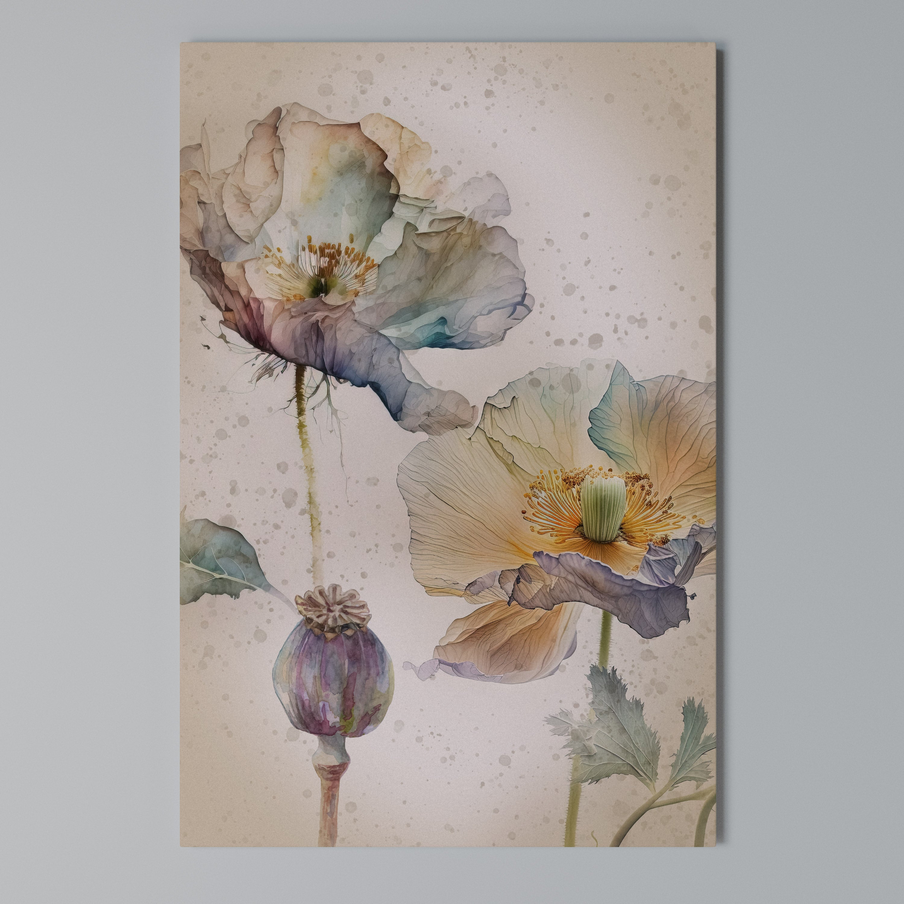 SOFTEN POPPY Vertical Canvas Print
