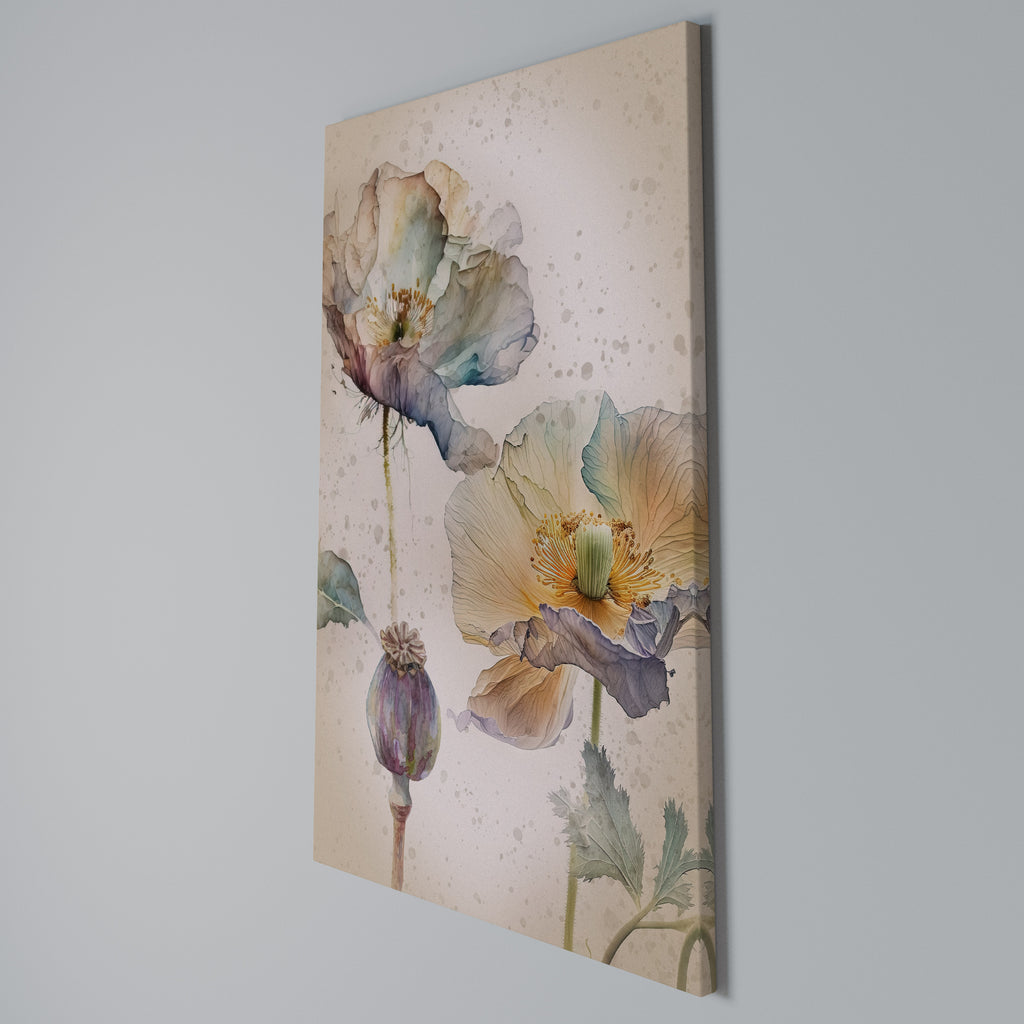SOFTEN POPPY Vertical Canvas Print