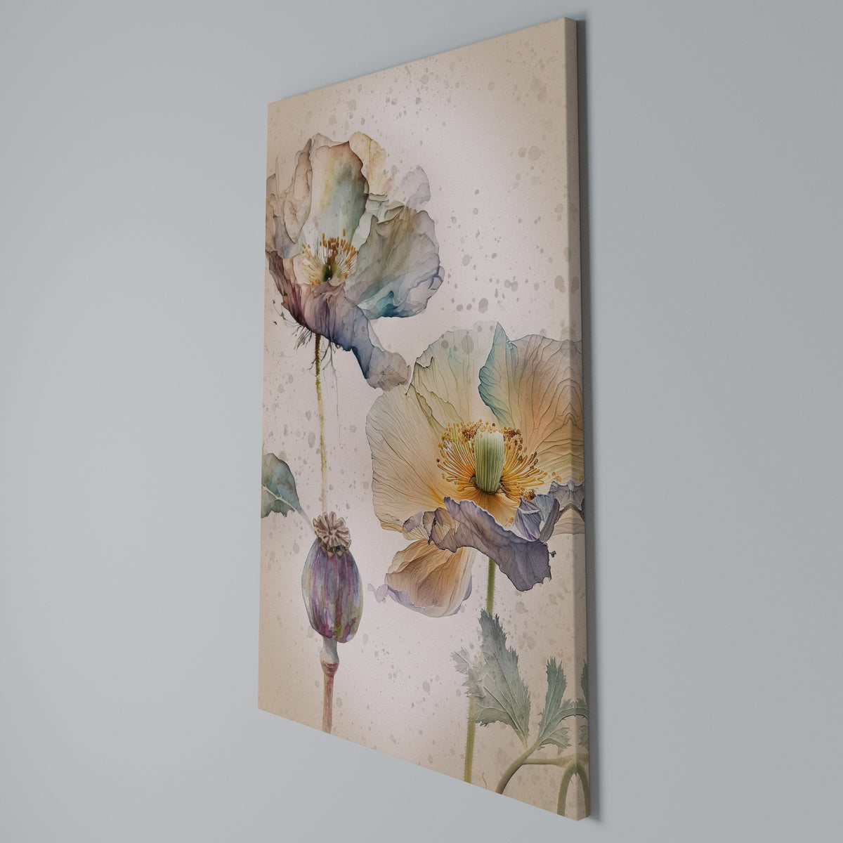 SOFTEN POPPY Vertical Canvas Print
