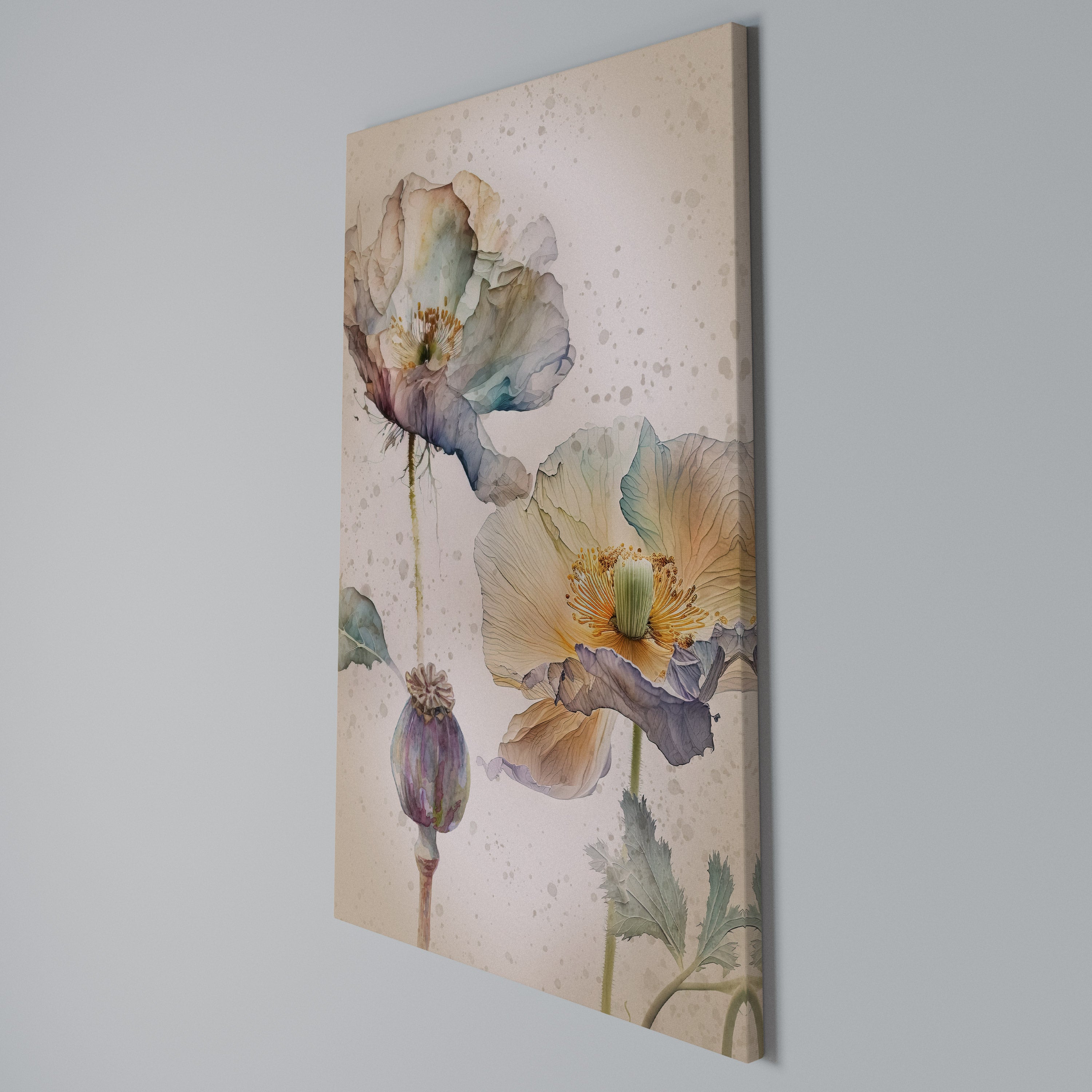 SOFTEN POPPY Vertical Canvas Print