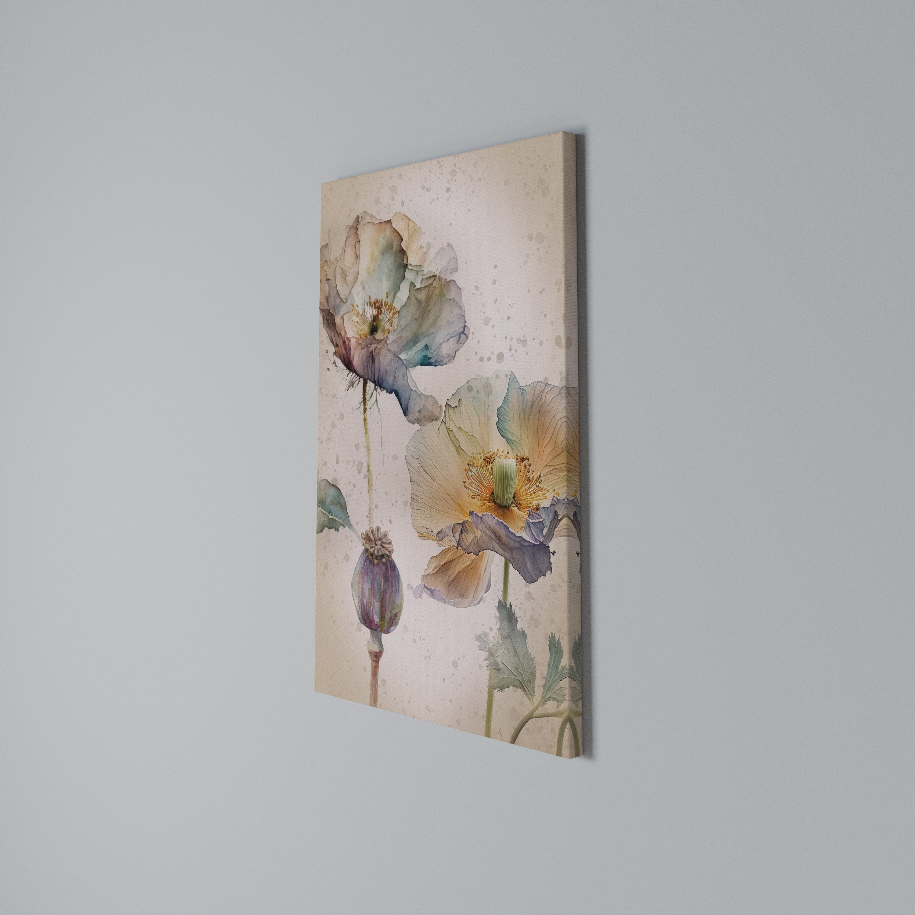 SOFTEN POPPY Vertical Canvas Print