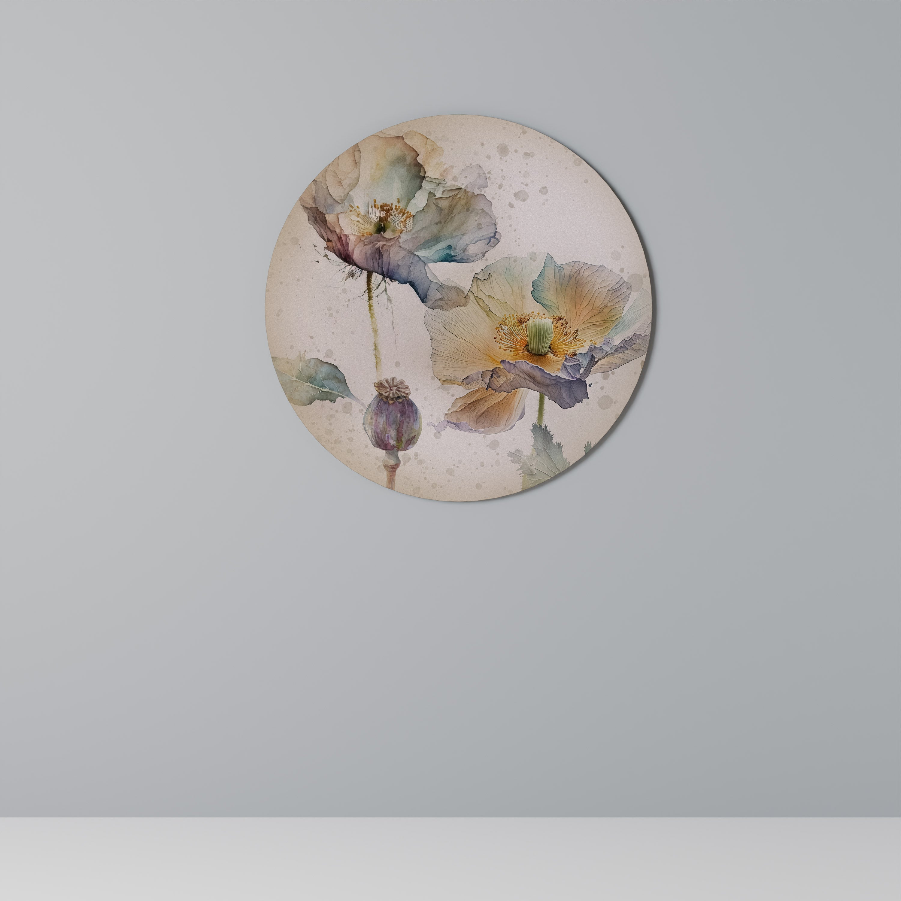 SOFTEN POPPY Runde Wandkunst