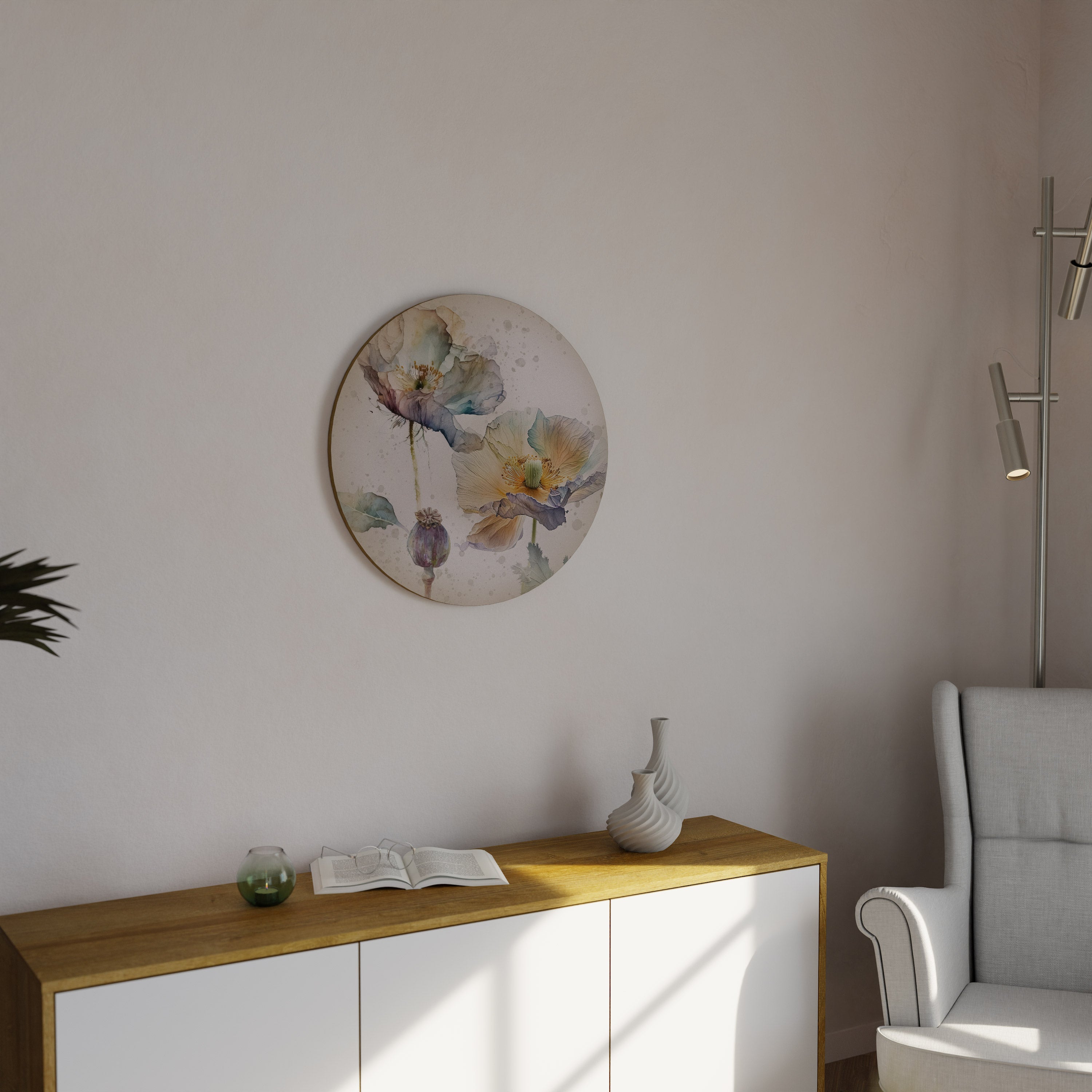SOFTEN POPPY Runde Wandkunst