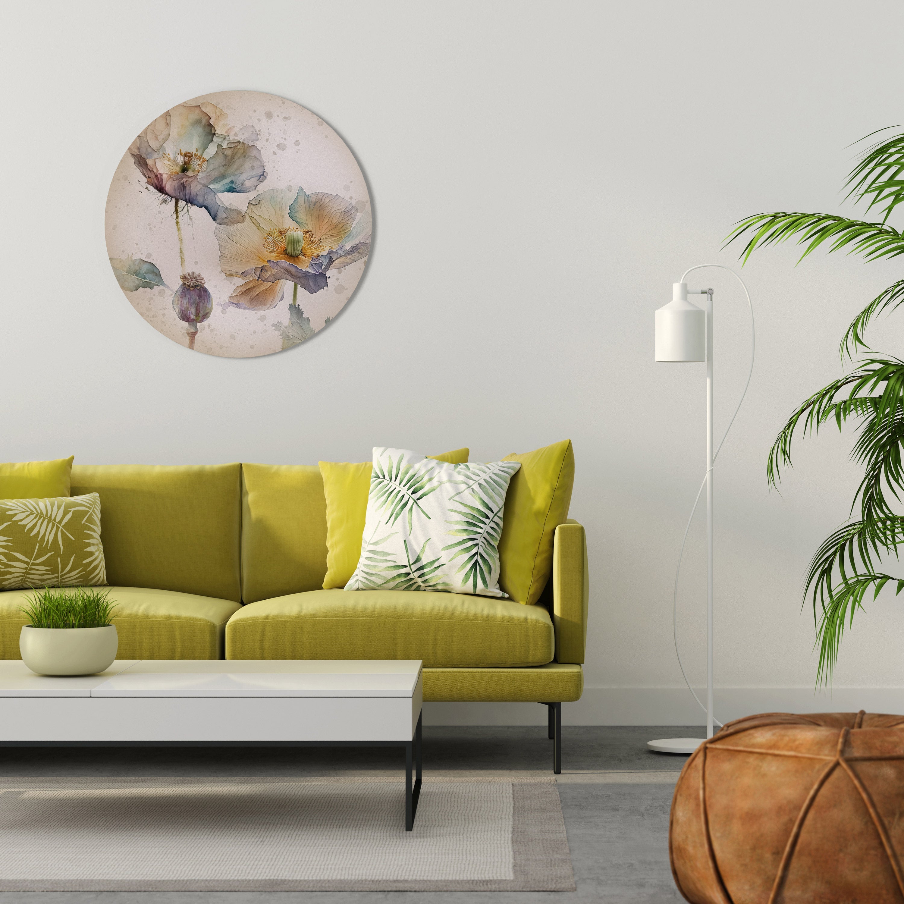 SOFTEN POPPY Runde Wandkunst