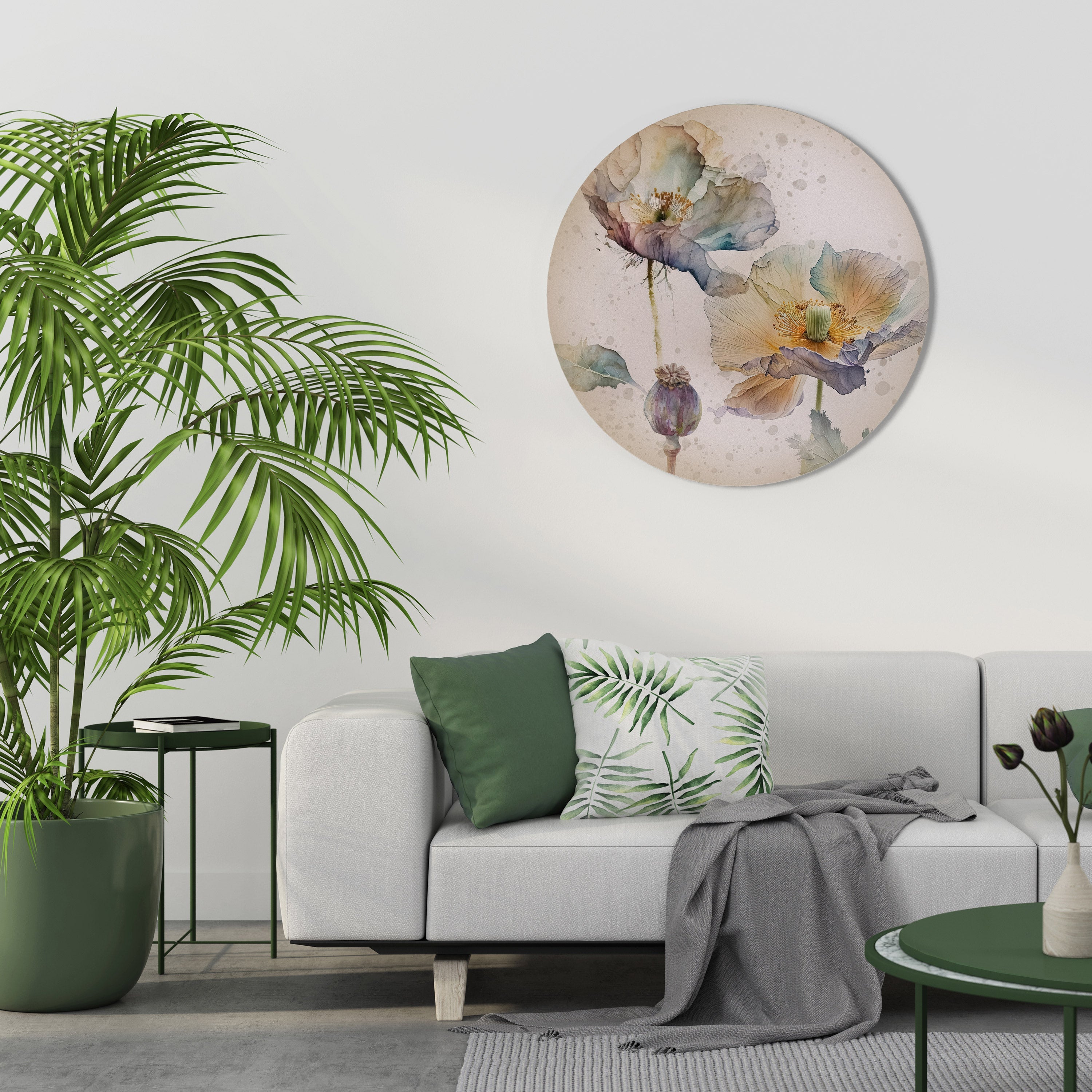 SOFTEN POPPY Runde Wandkunst