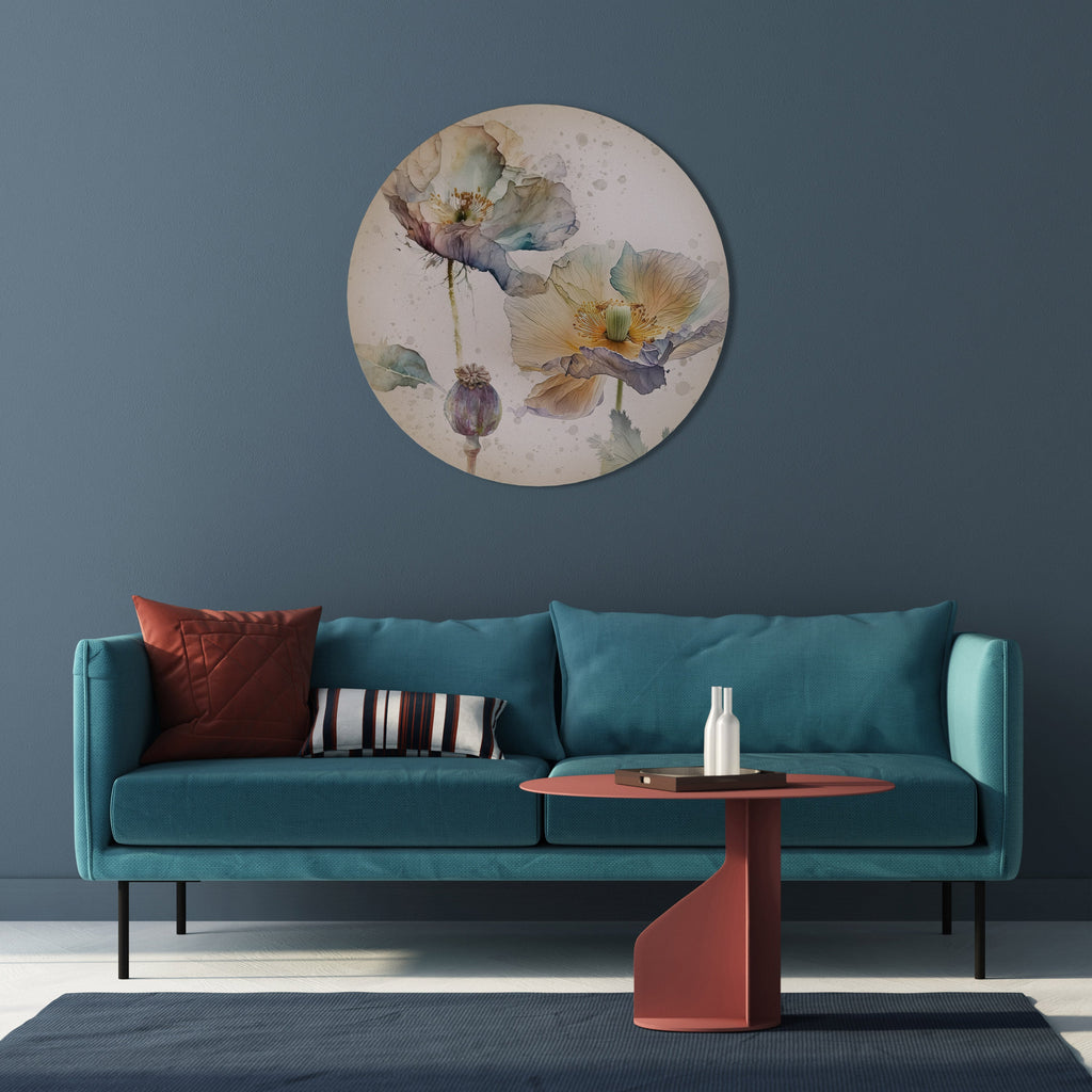 SOFTEN POPPY Runde Wandkunst