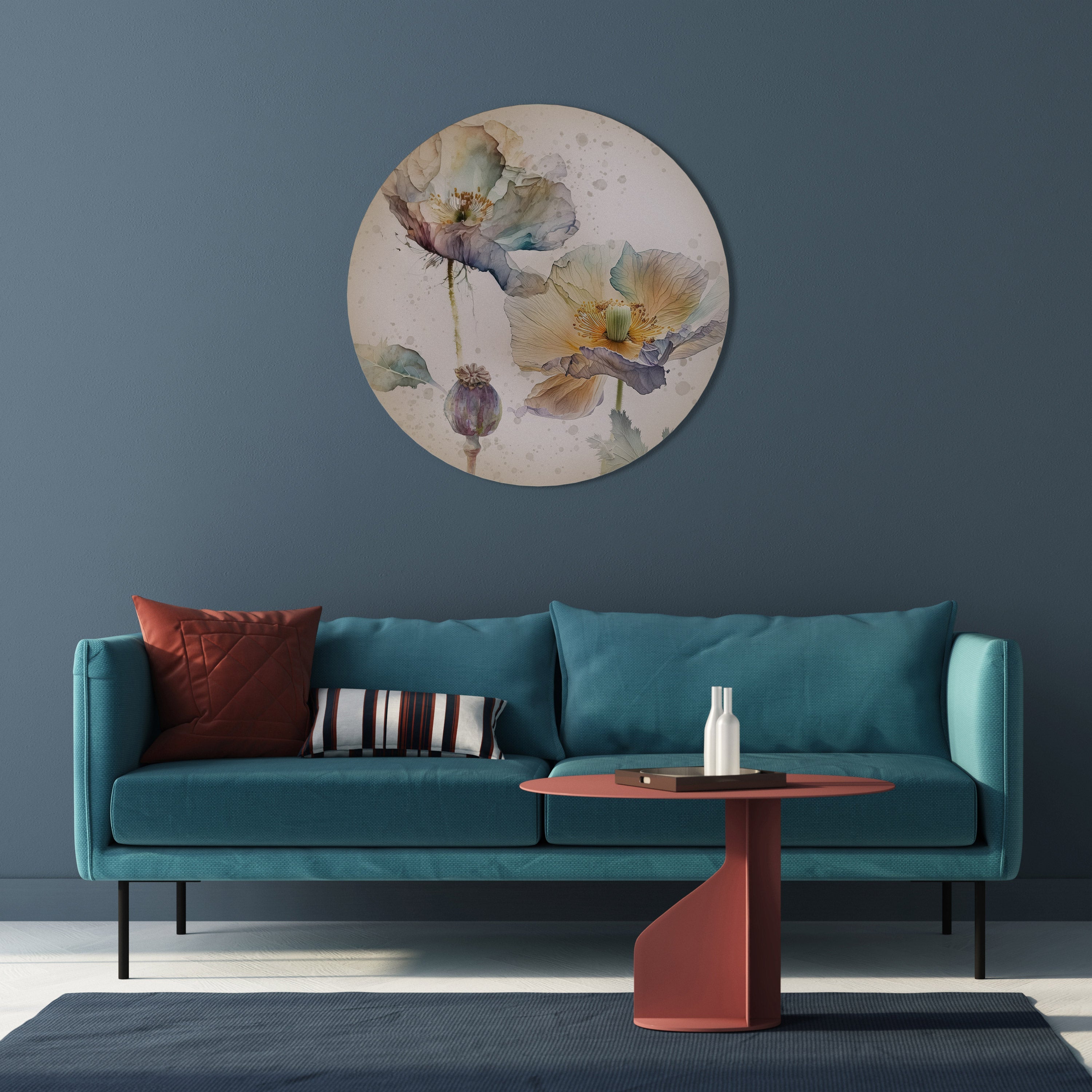 SOFTEN POPPY Runde Wandkunst