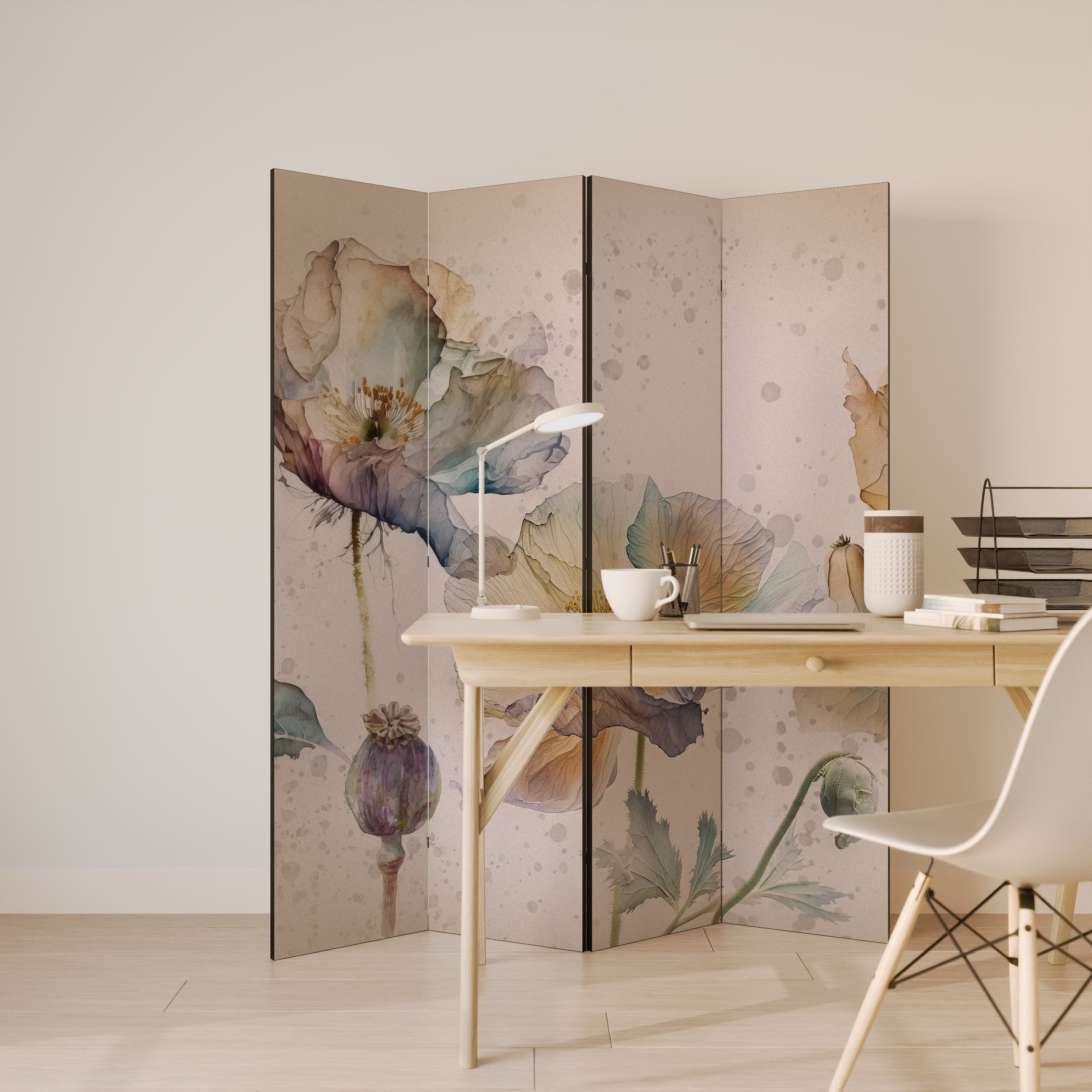 SOFTEN POPPY 4-teiliger Paravent