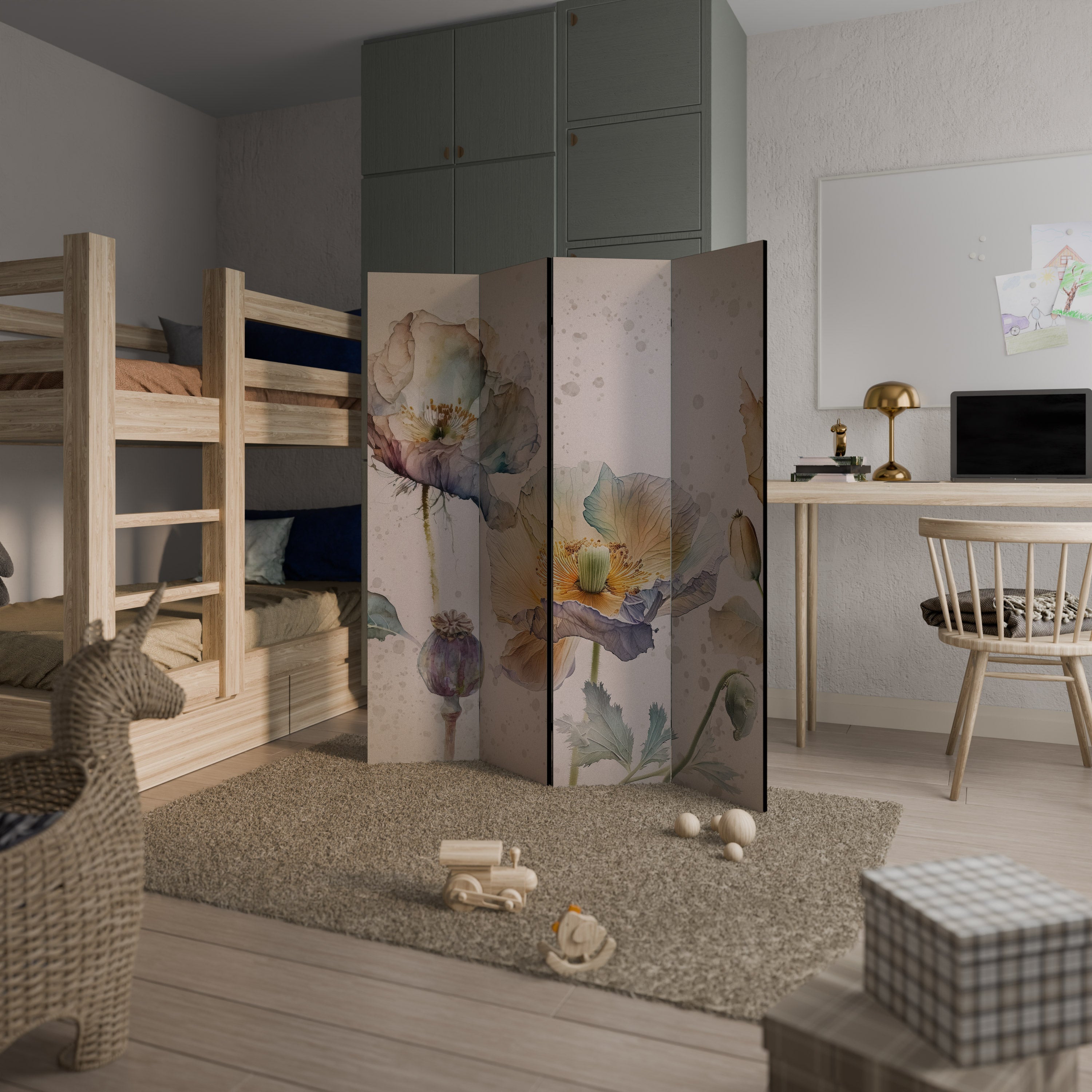 SOFTEN POPPY Dekorativer 4-teiliger Raumteiler